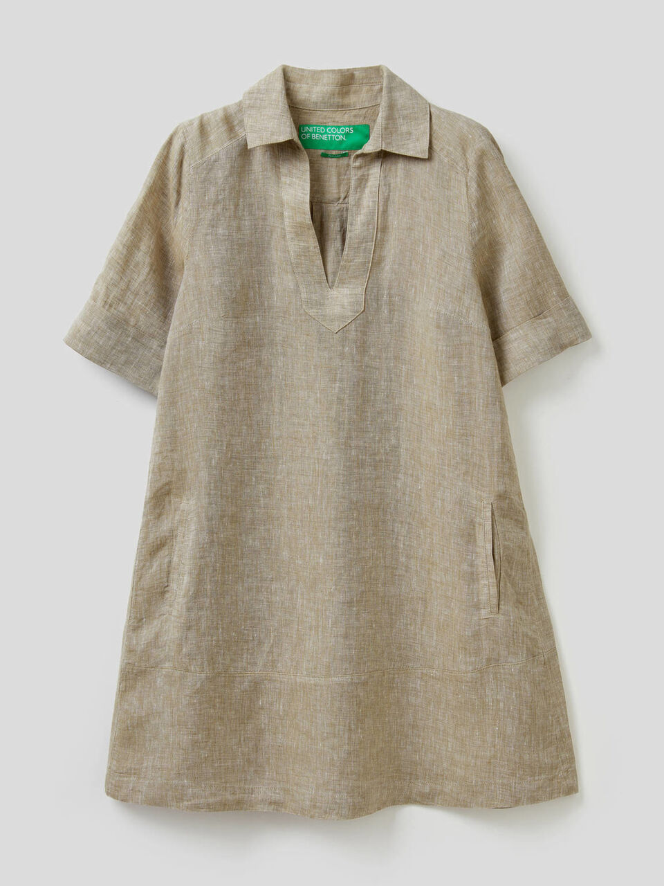 Short dress in 100% linen image number null