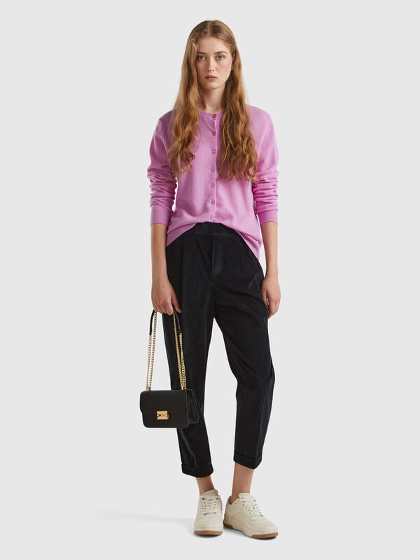 Chinos in velvet with stretch waist Women