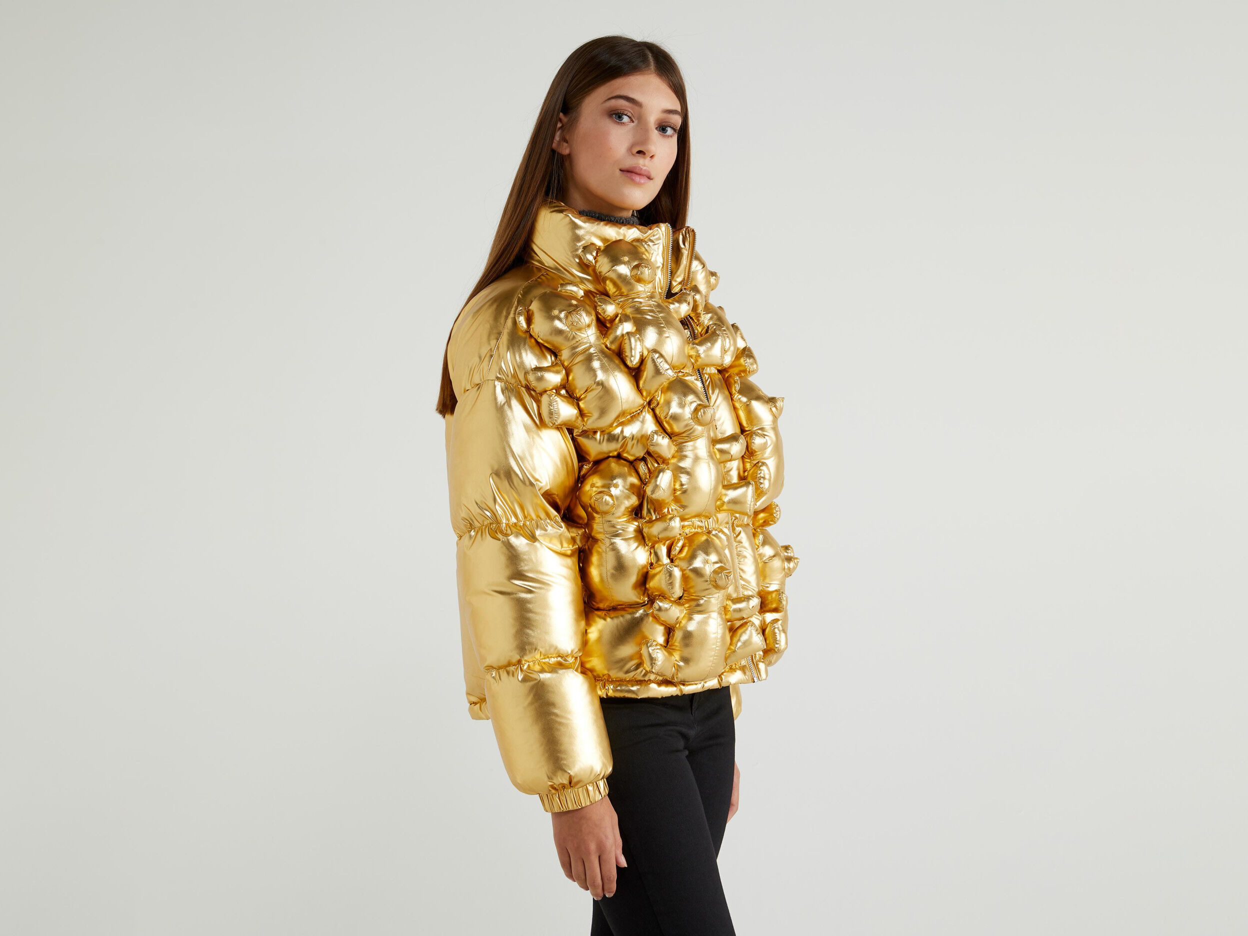 Puffer jacket with teddy bears