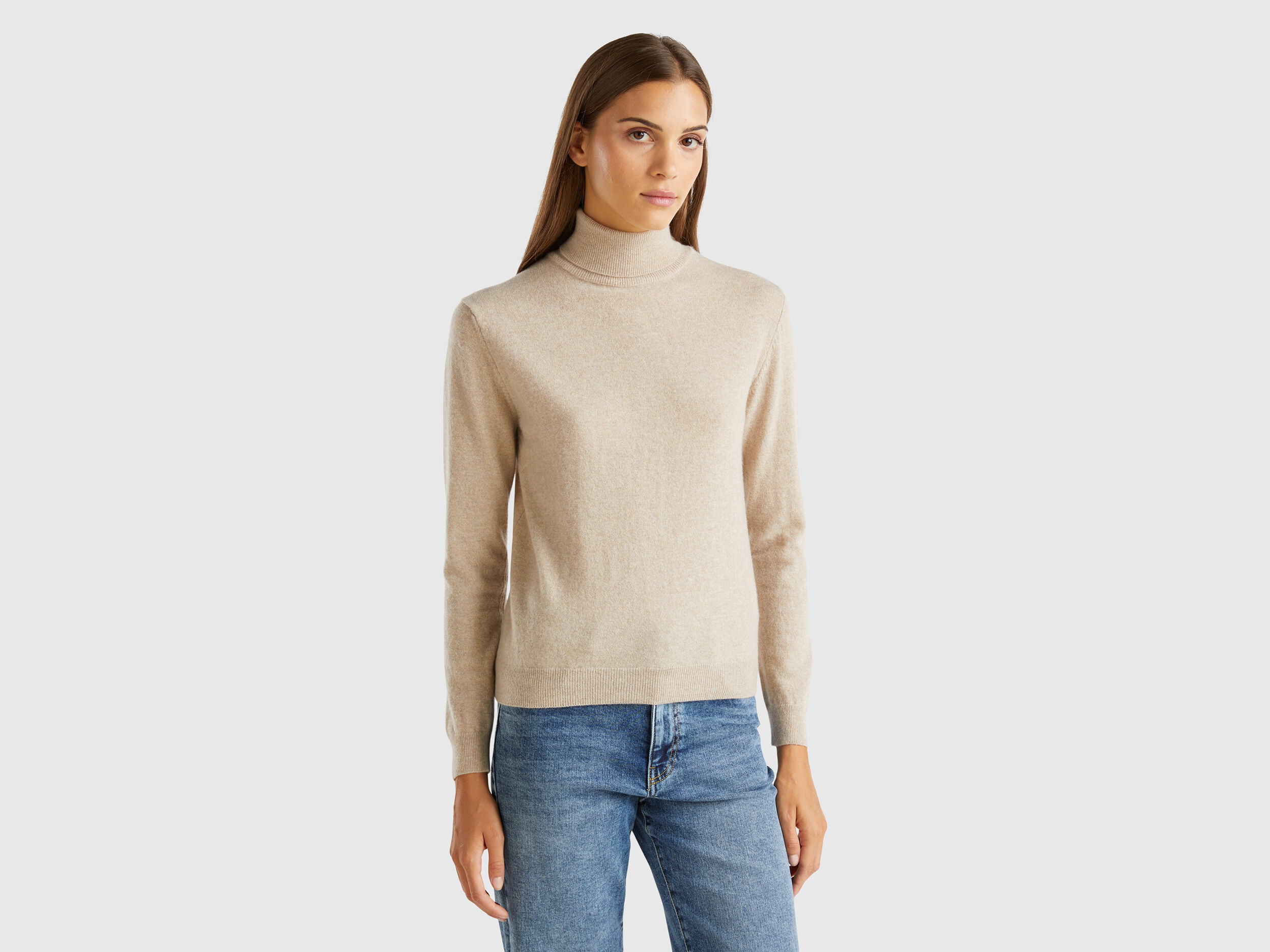 Turtleneck beige sweater top