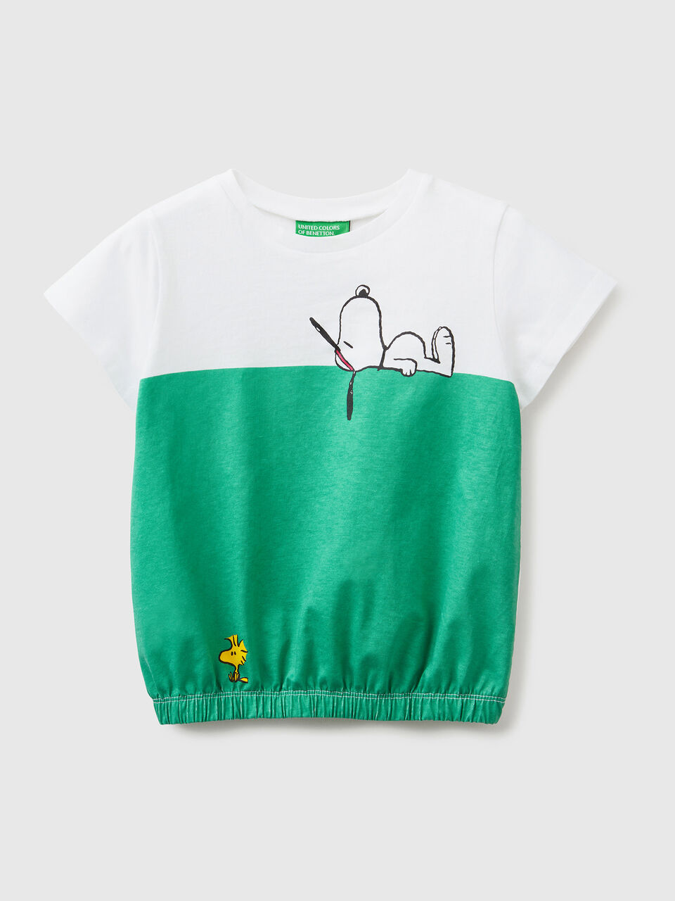 bottom at - elastic t-shirt | the Green with Peanuts Benetton