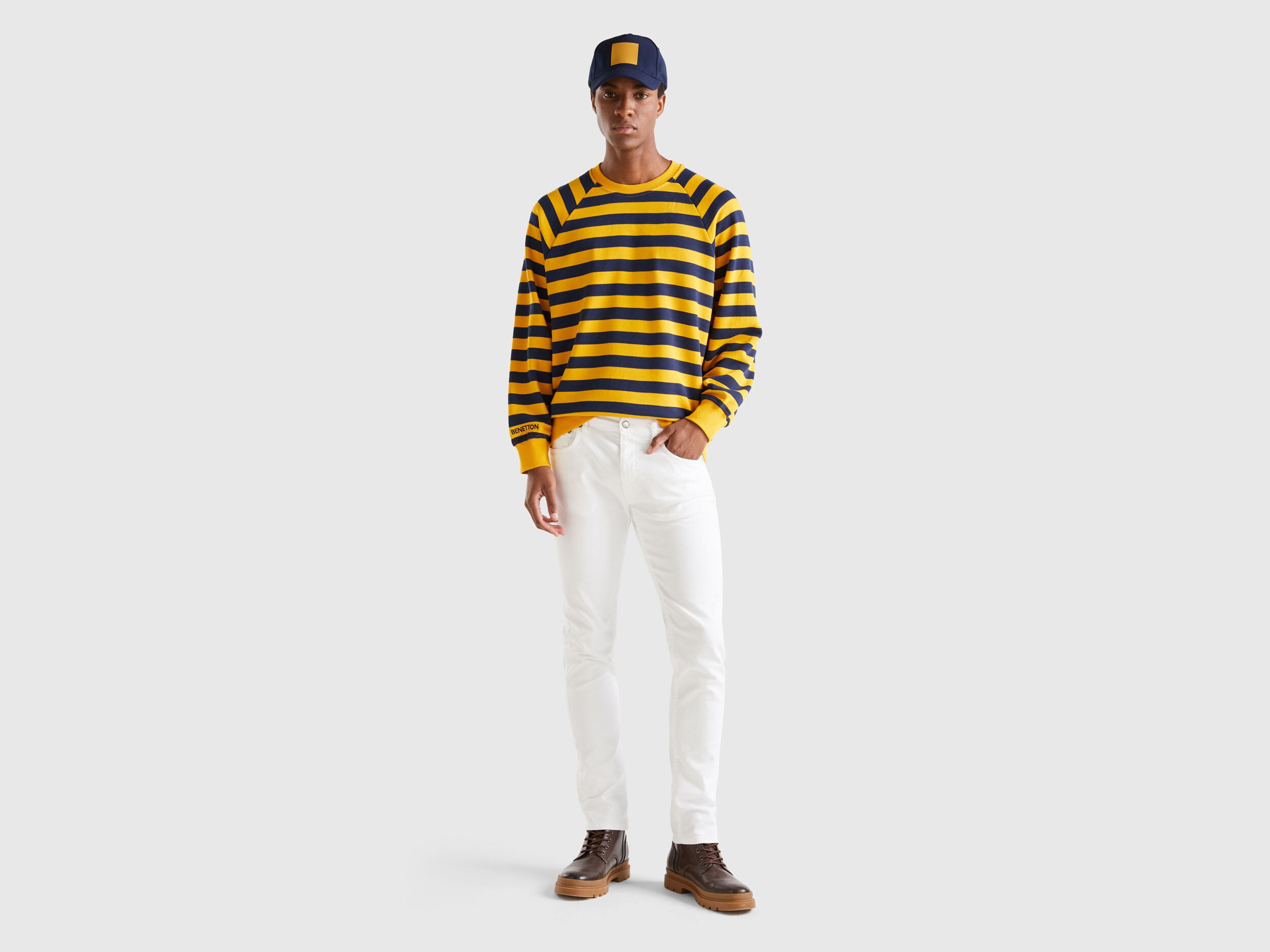 Yellow 2025 striped sweatshirt