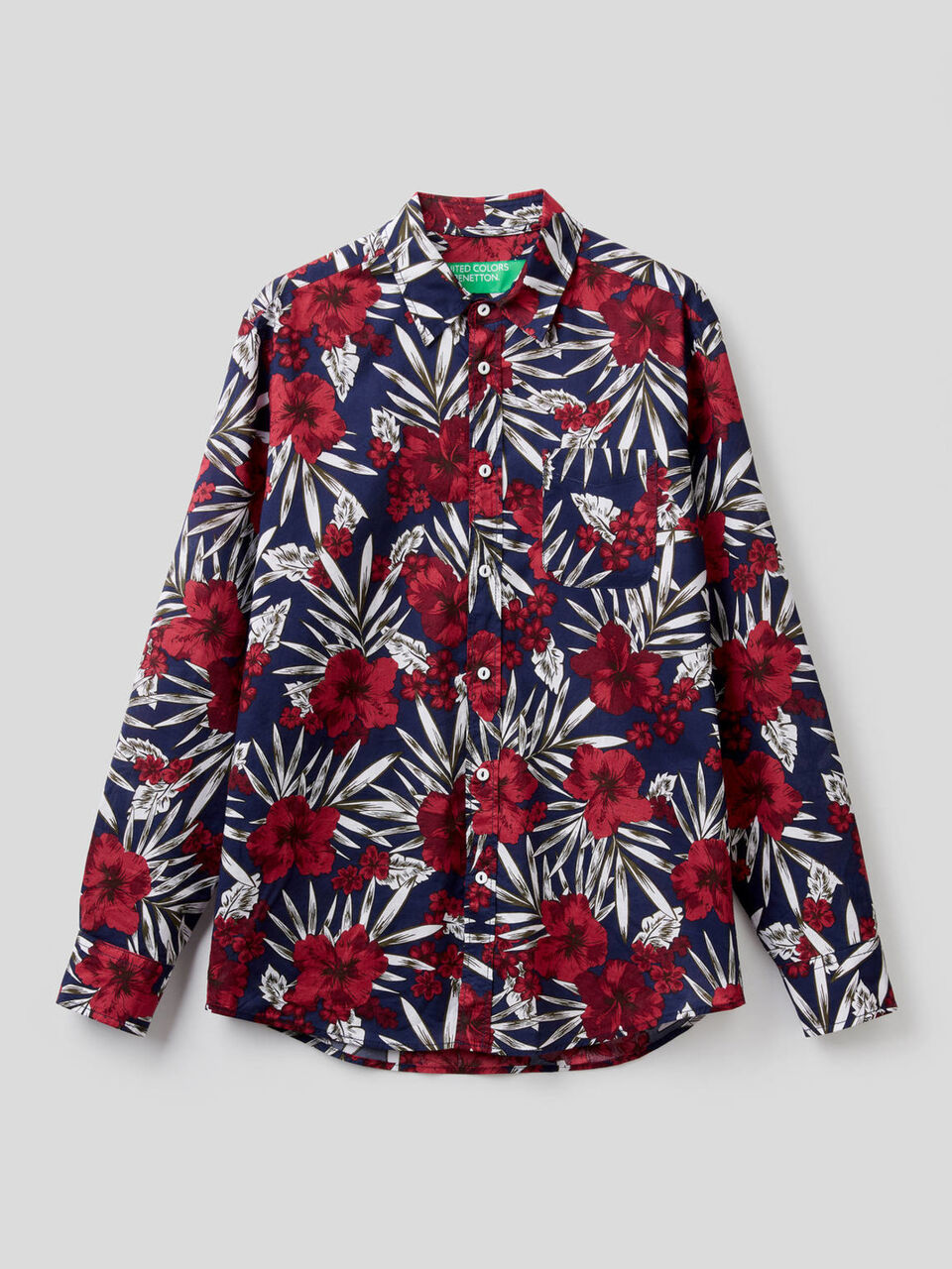 100% cotton shirt with botanical print image number 1