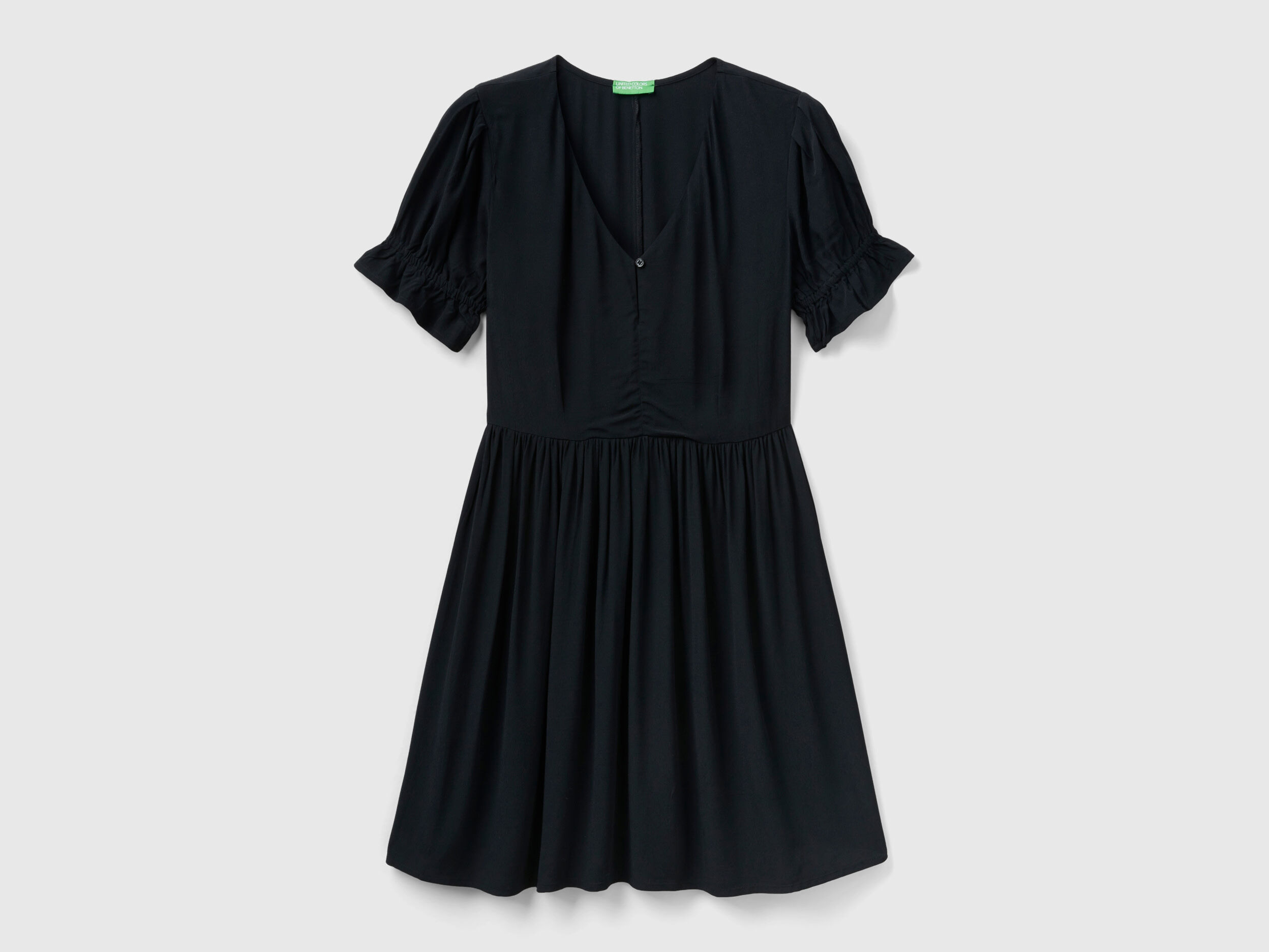 Short dress in flowy viscose Black Benetton