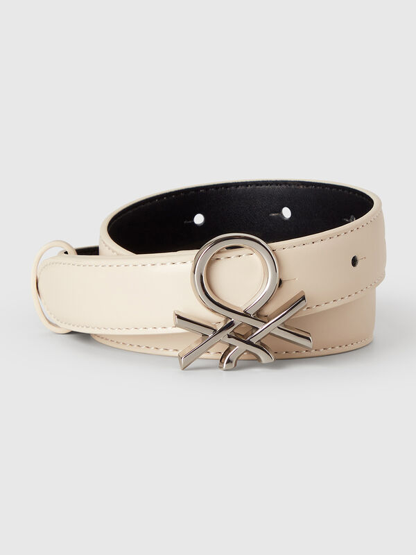Beige logo belt Women