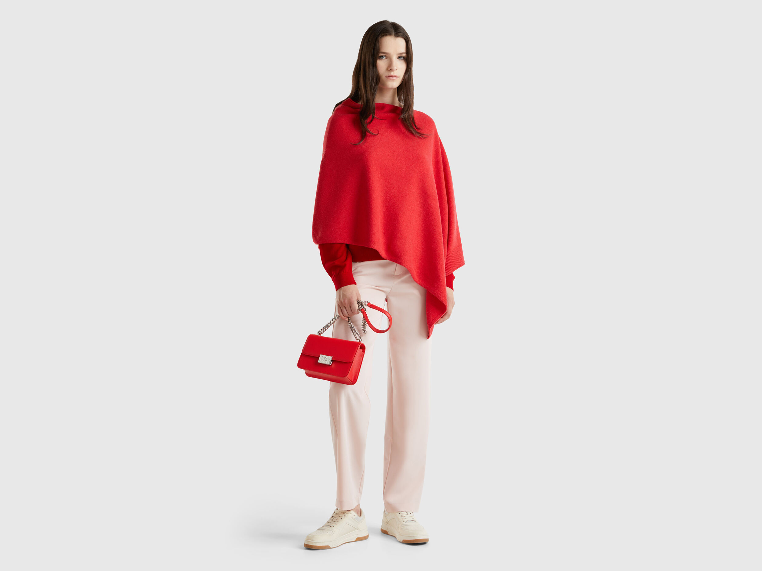 Red cashmere poncho shop