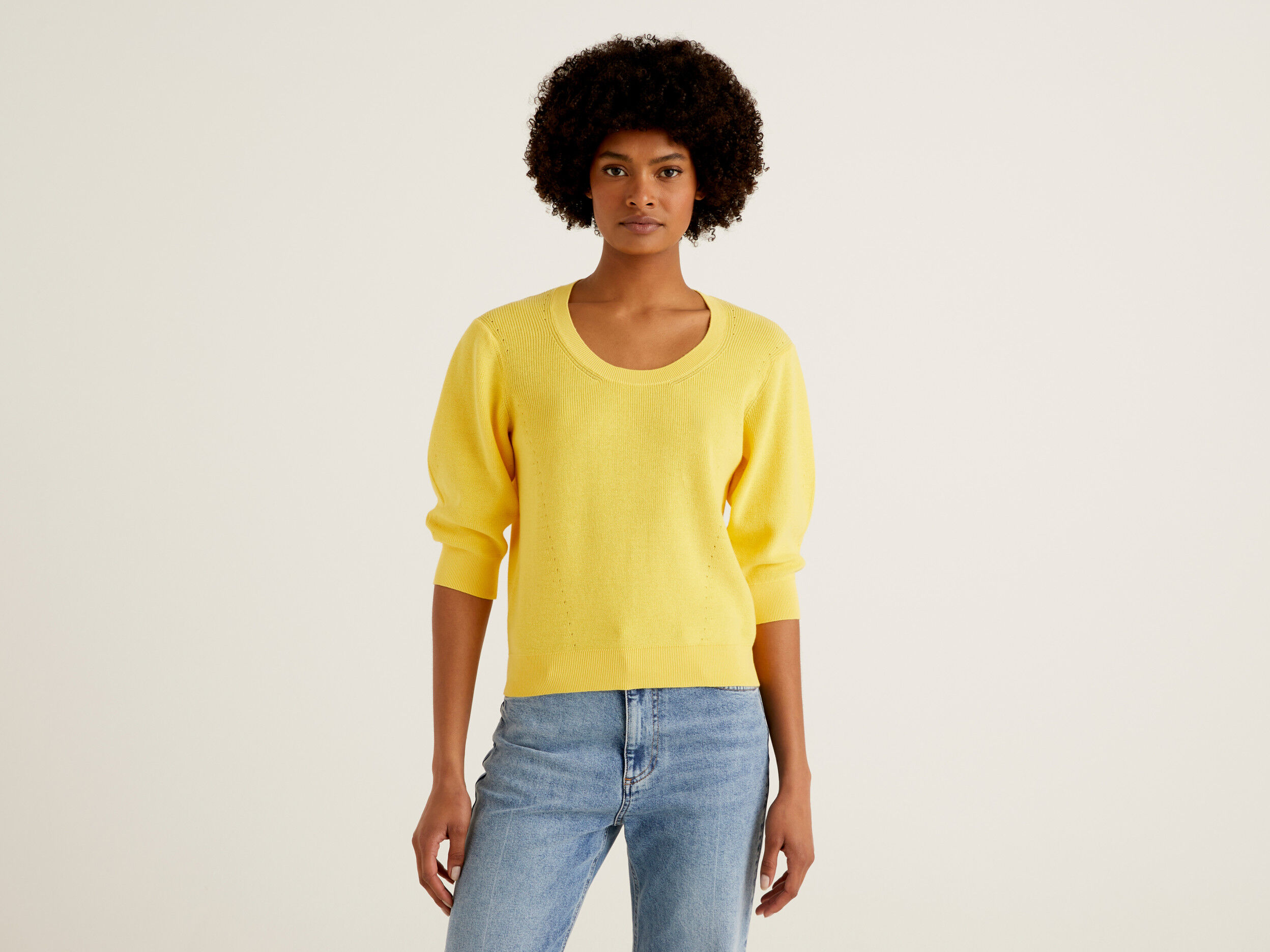 Yellow cotton sale sweater