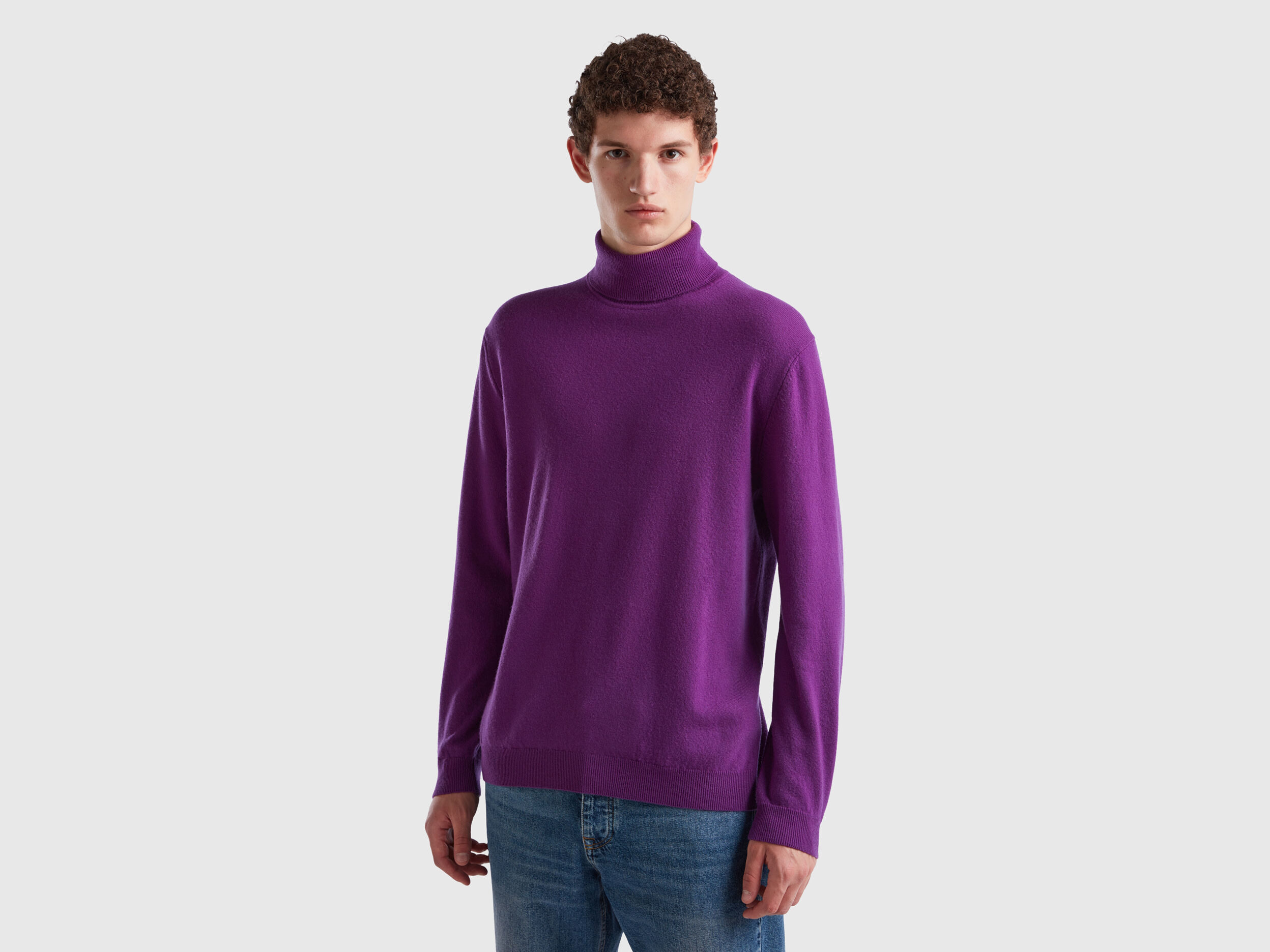 Purple turtleneck in pure Merino wool Violet Benetton