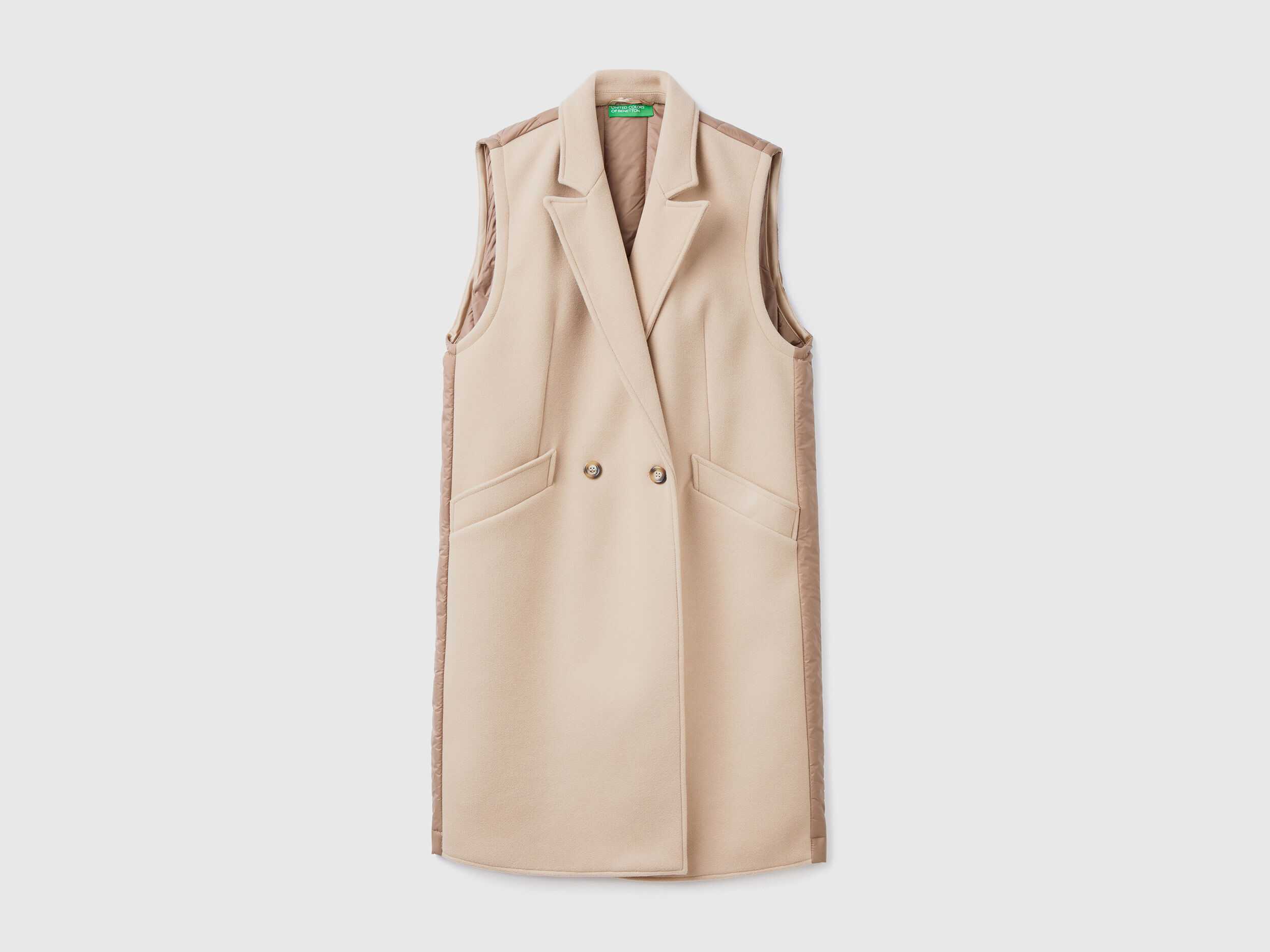 Sleeveless coat - Beige | Benetton