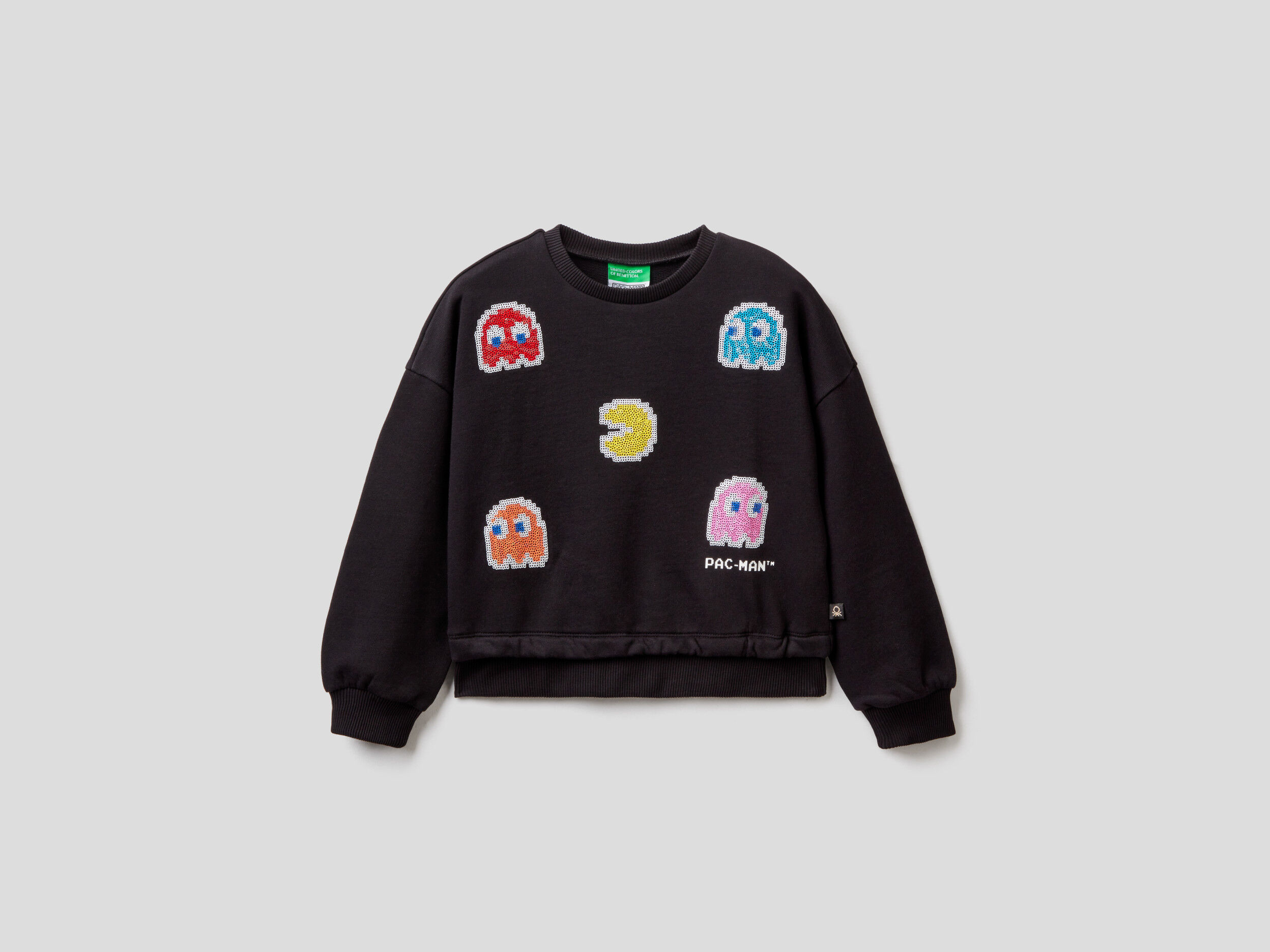 Pac Man sweatshirt with sequins Black Benetton