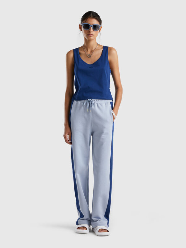 Sky blue trousers with dark blue band Women