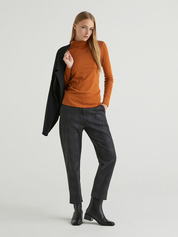 Patterned trousers with elastic waist Women