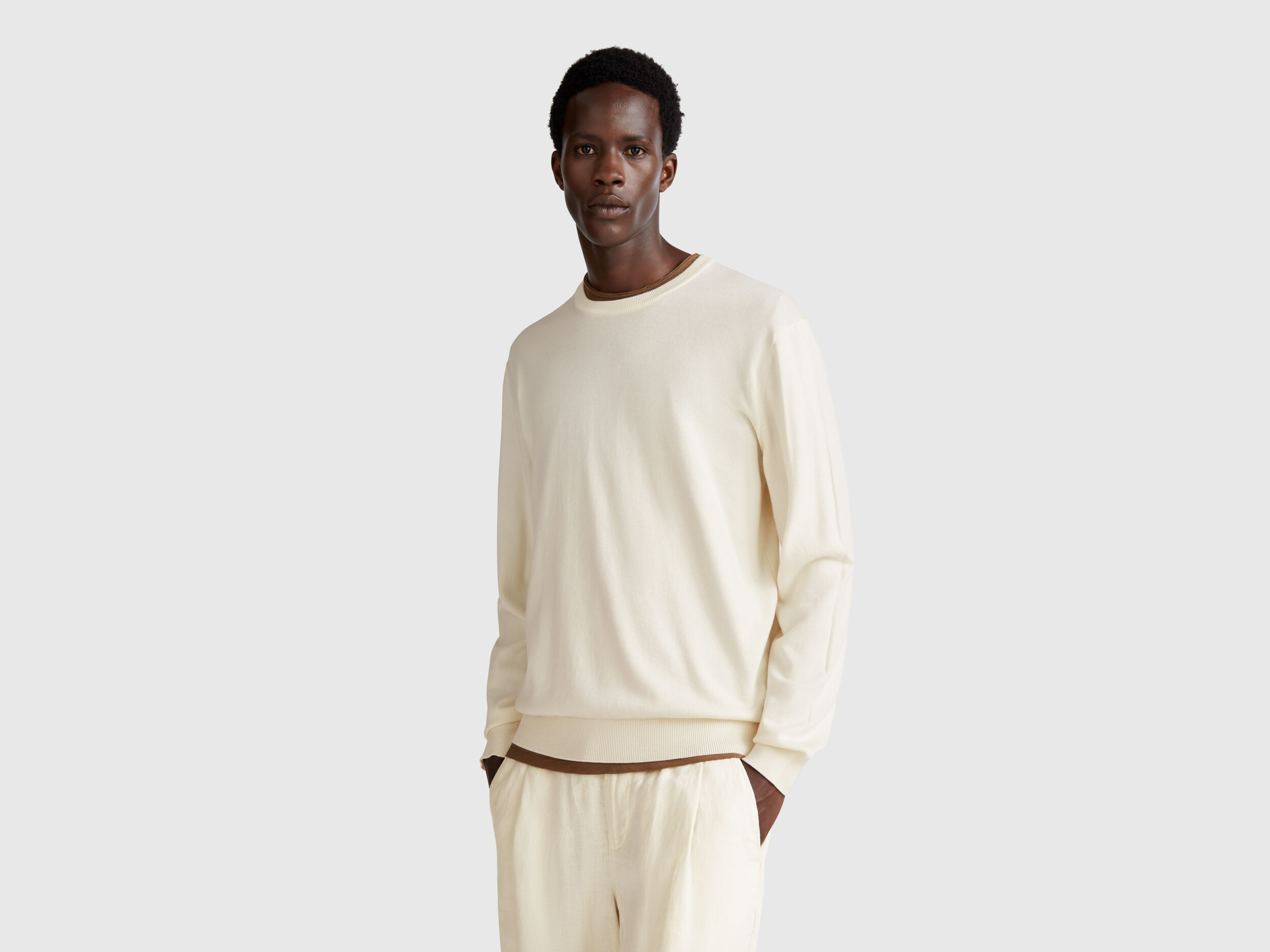 mens cream crew neck sweater