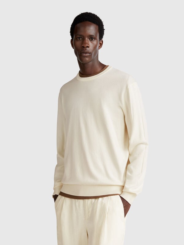 100% cotton crew neck sweater Men