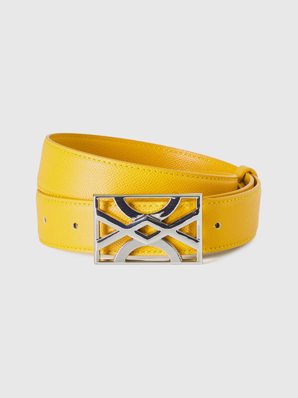 Yellow belt with logoed buckle Women