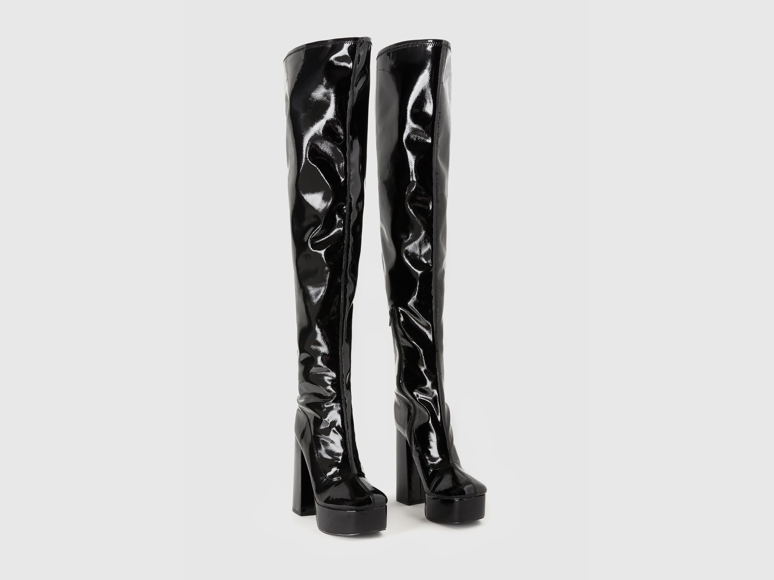Shiny black tall boots Black Benetton