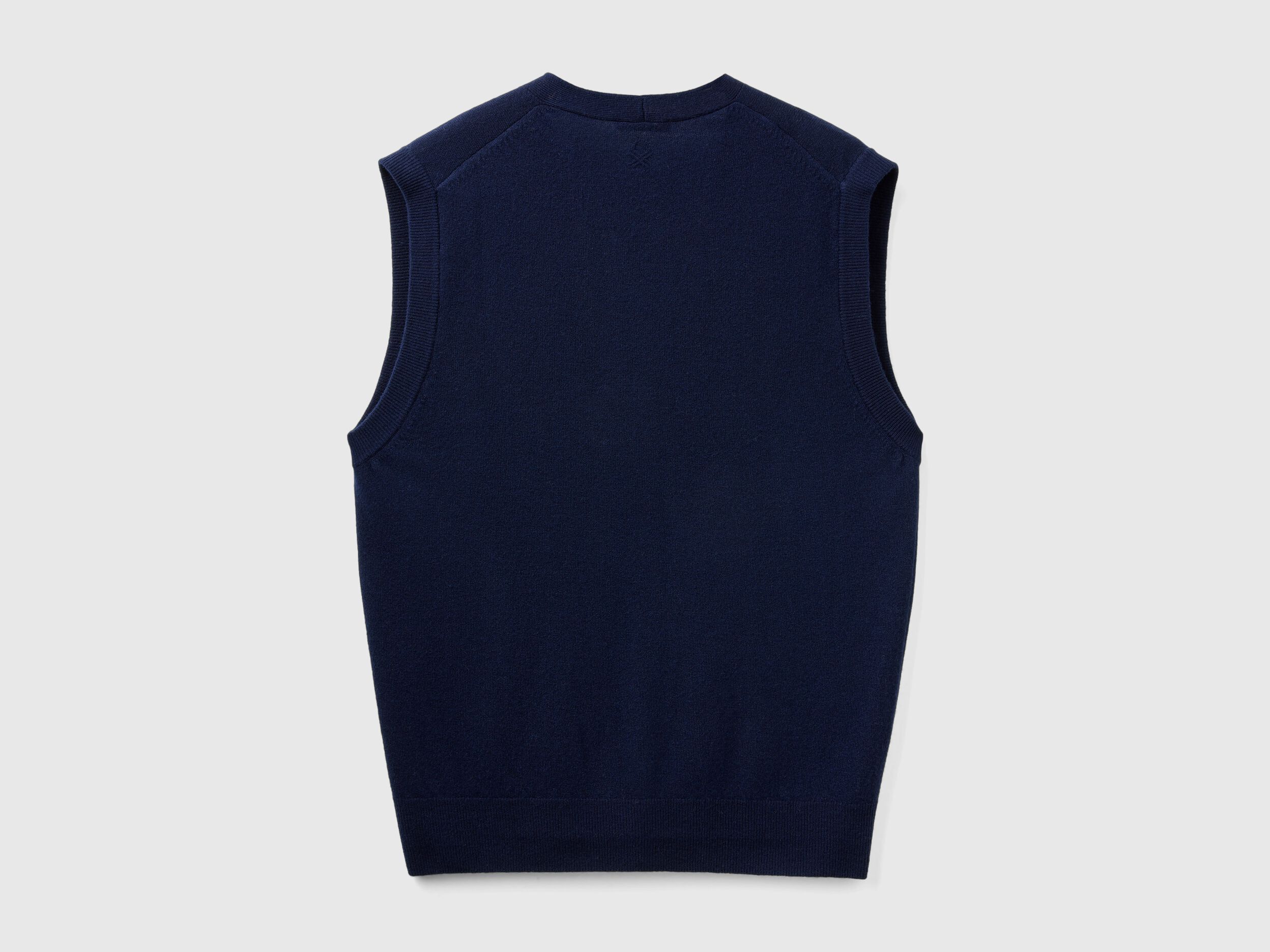 Dark blue vest in pure Merino wool - Dark Blue | Benetton Dark blue vest in pure Merino wool - Dark Blue | Benetton
