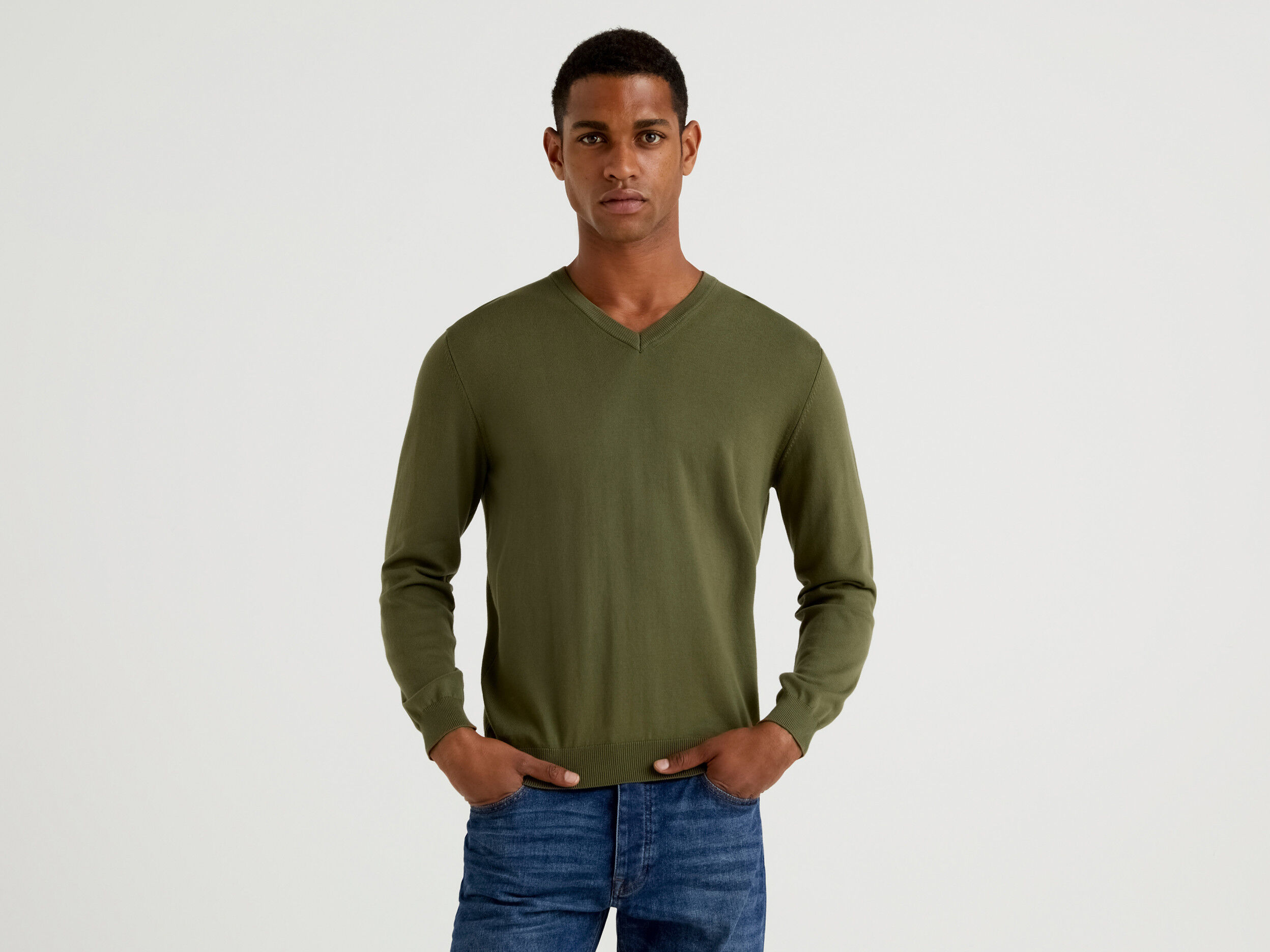 Green v neck sweater mens discount