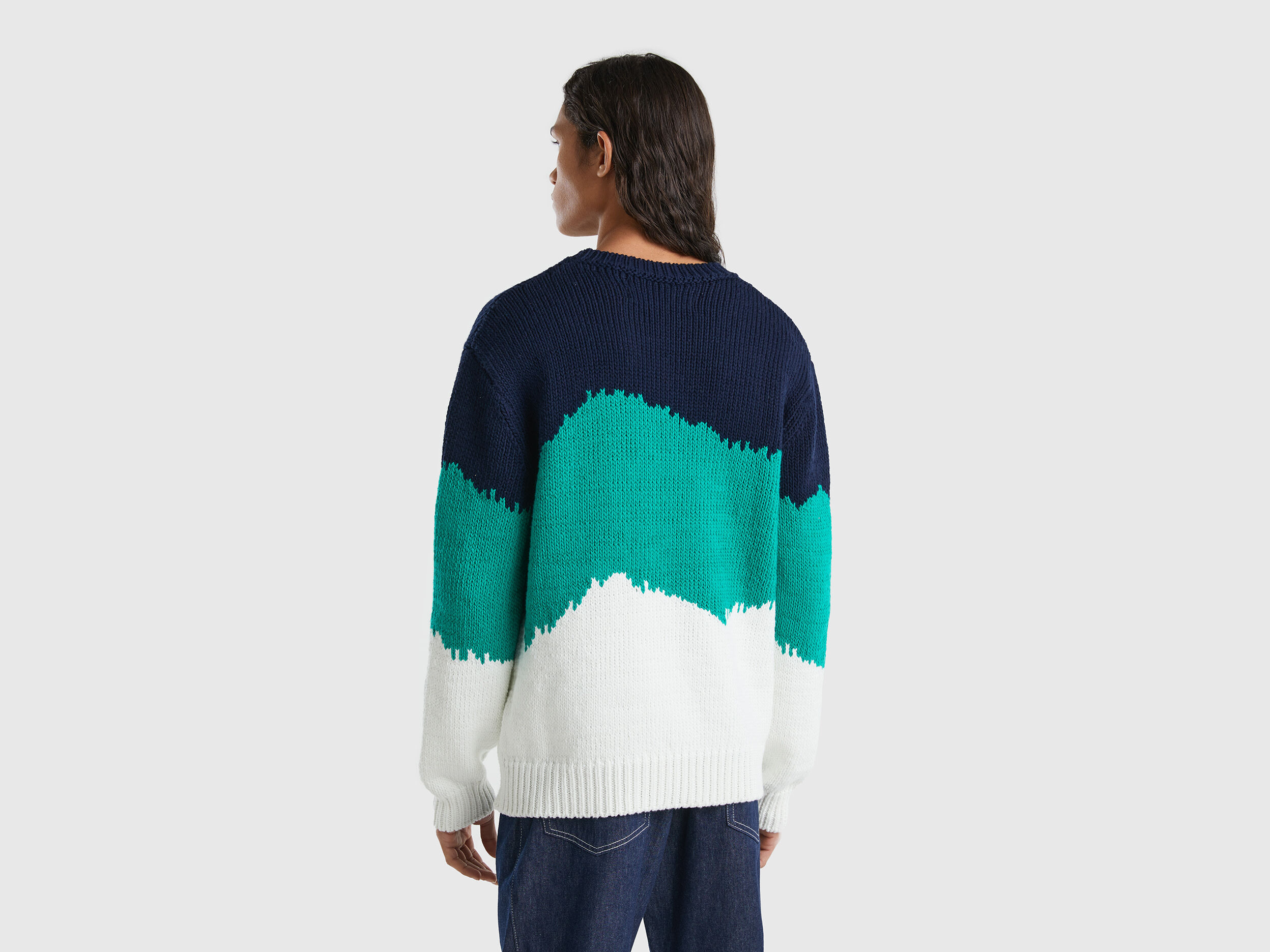Green color on sale block sweater