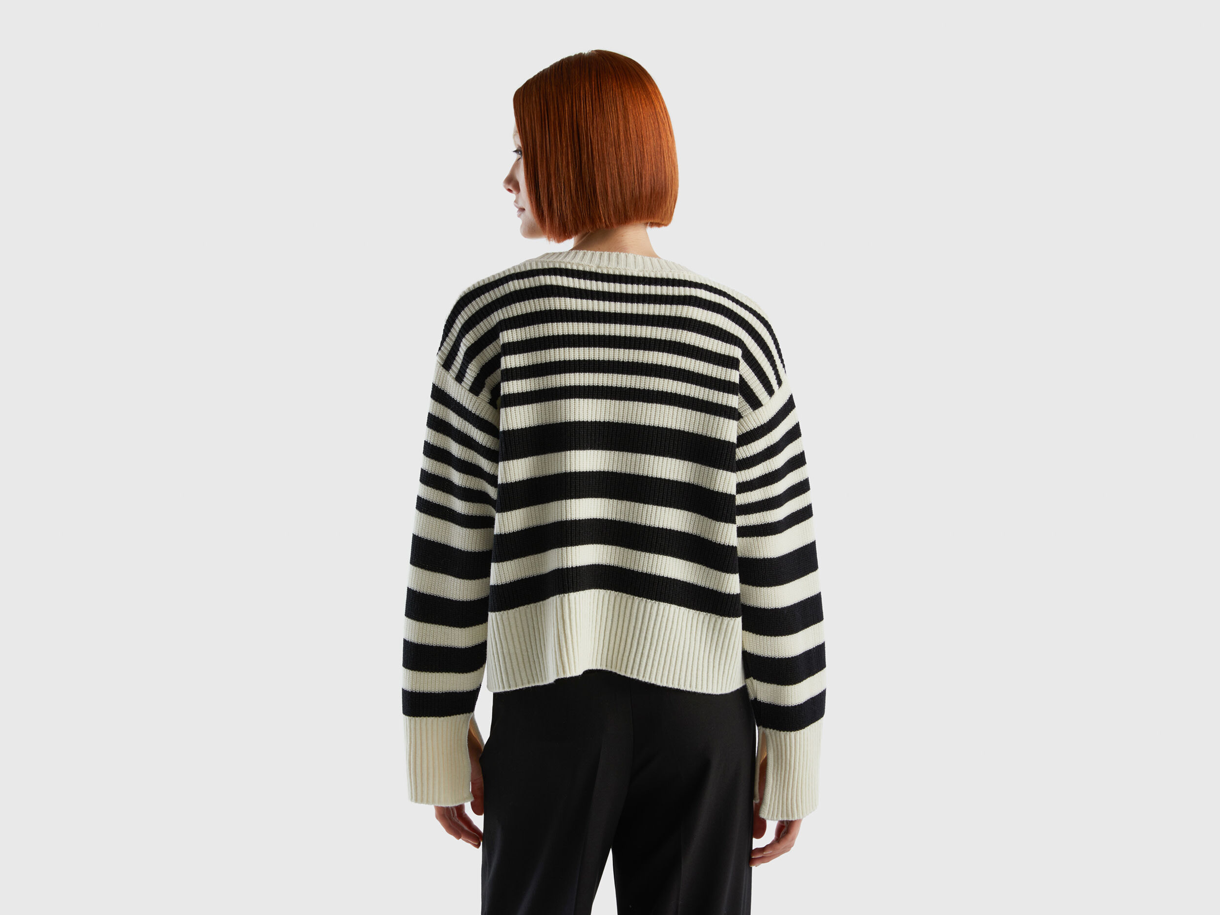 Striped sweater in wool blend Black Benetton