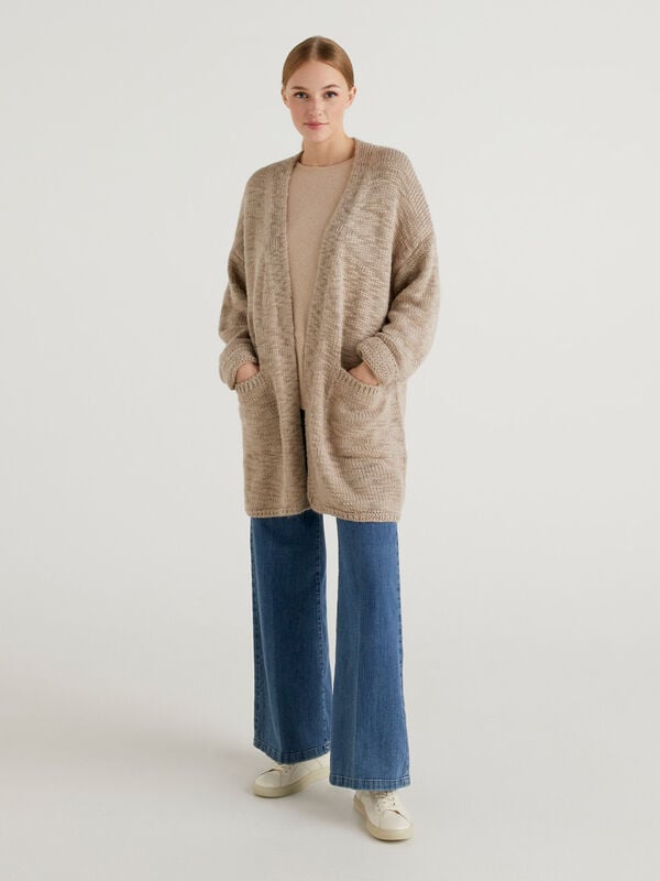 Maxi cardigan in wool and alpaca blend Women