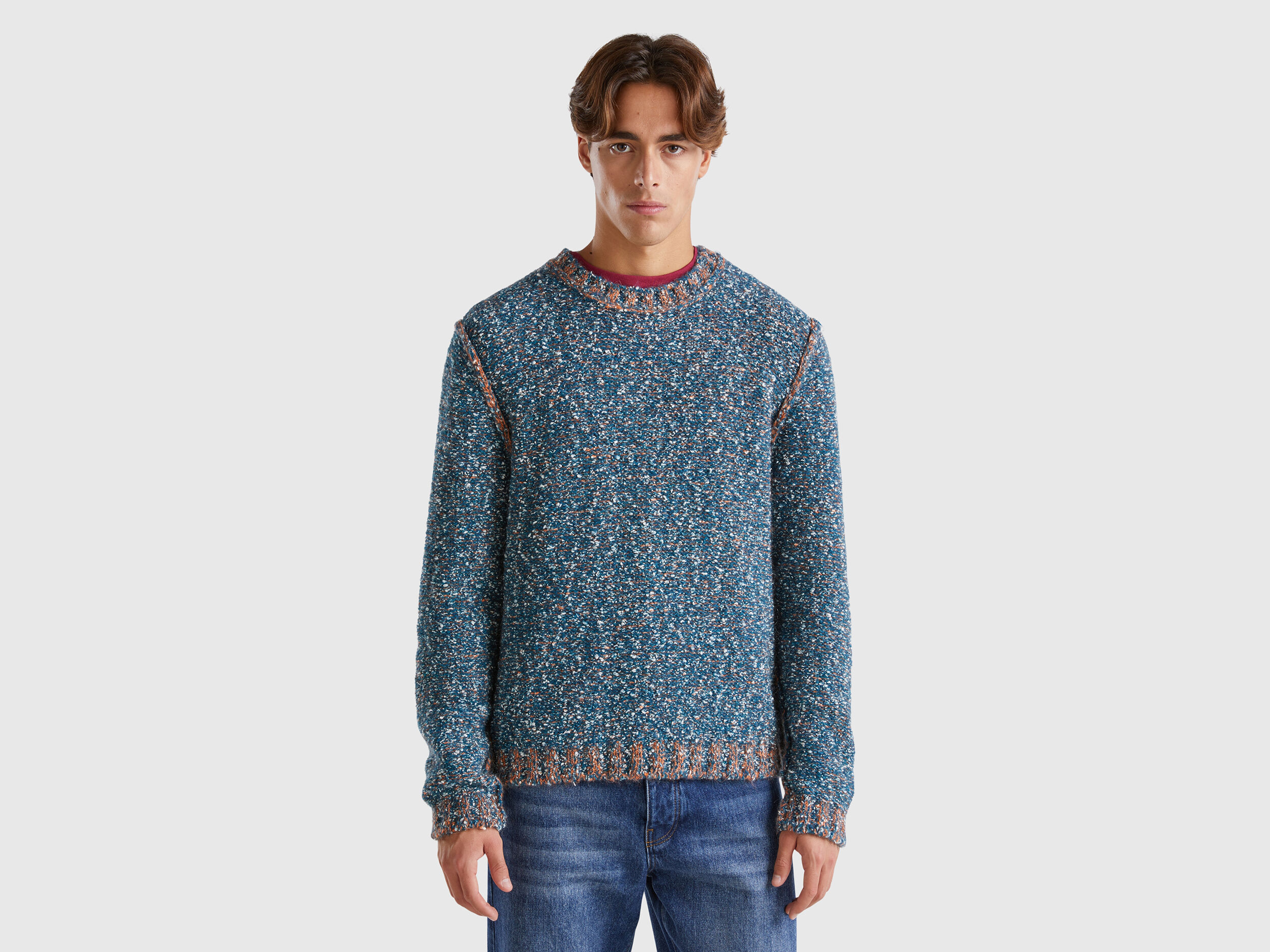 Reversible mohair blend sweater - Peach | Benetton