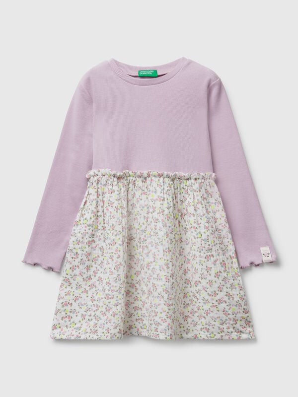 Vestido de manga larga con flores Niña