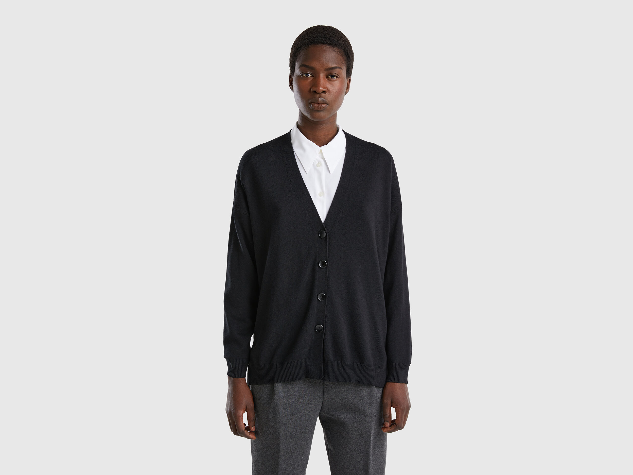 Cardigan in cotton and Modal Black Benetton