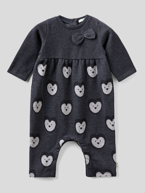 Warm jacquard onesie with bow New Born (0-18 months)
