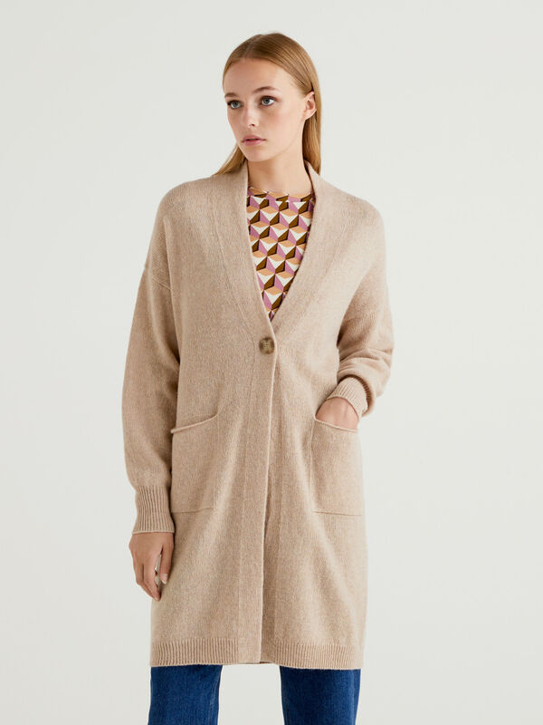 Abrigo de pura lana tricot Shetland Mujer
