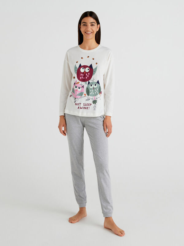 Owl pyjamas in warm cotton Women
