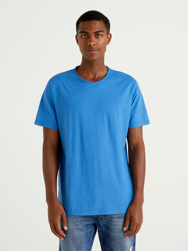 Blue t-shirt in slub cotton Men