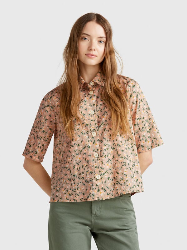Camisa estampada de algodón ligero Mujer