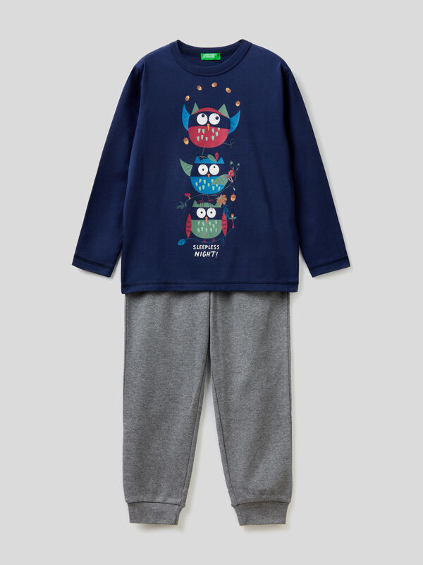Warm pyjamas with owl print Junior Boy