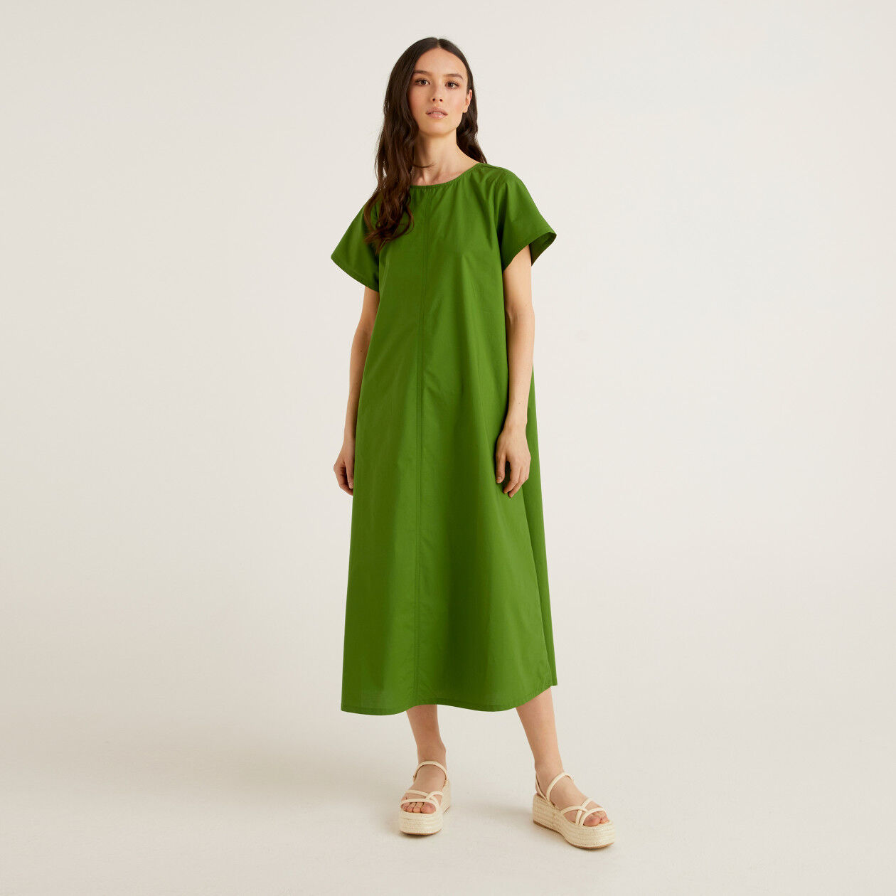 Long flared dress Green Benetton