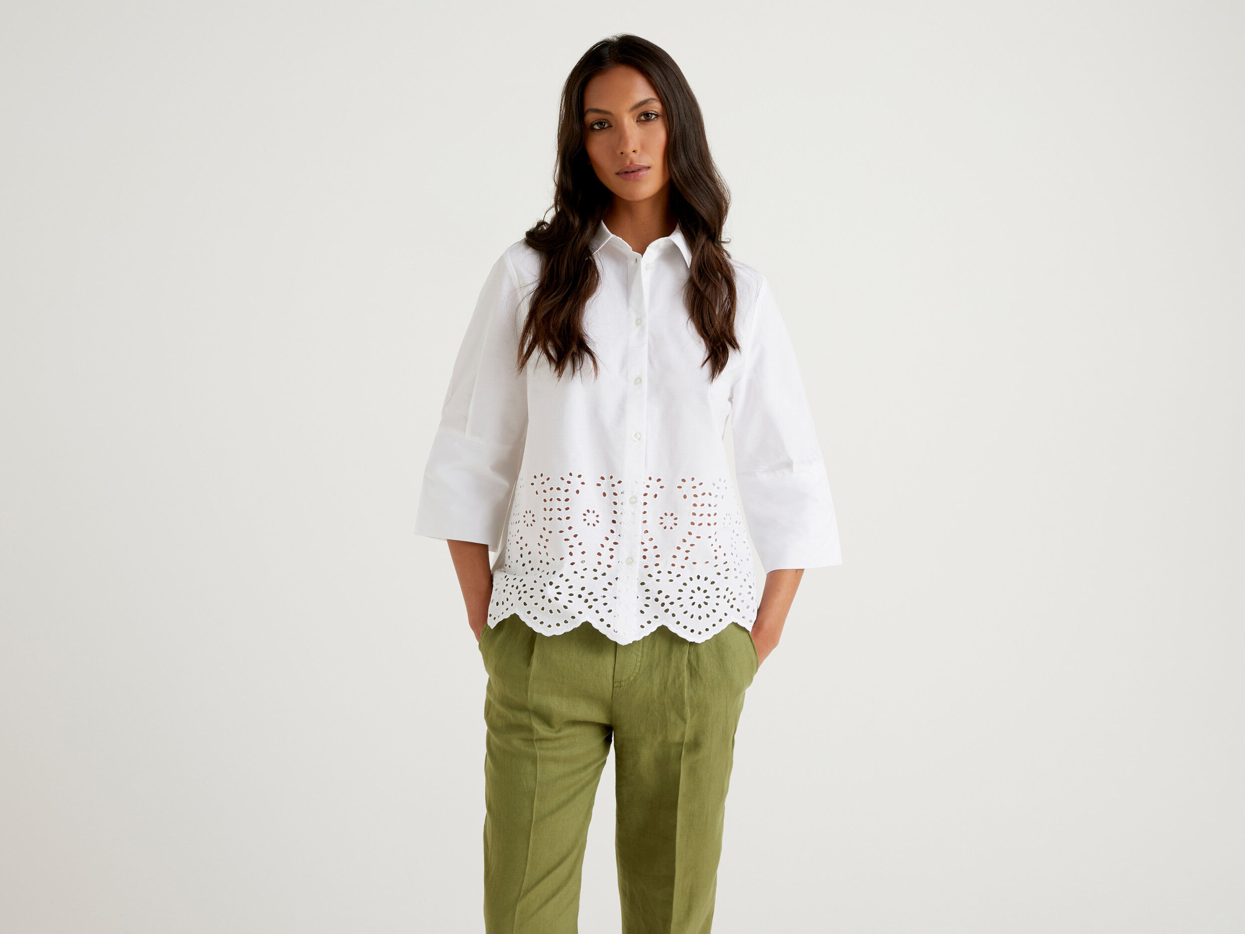 Benetton camicia bianca new arrivals