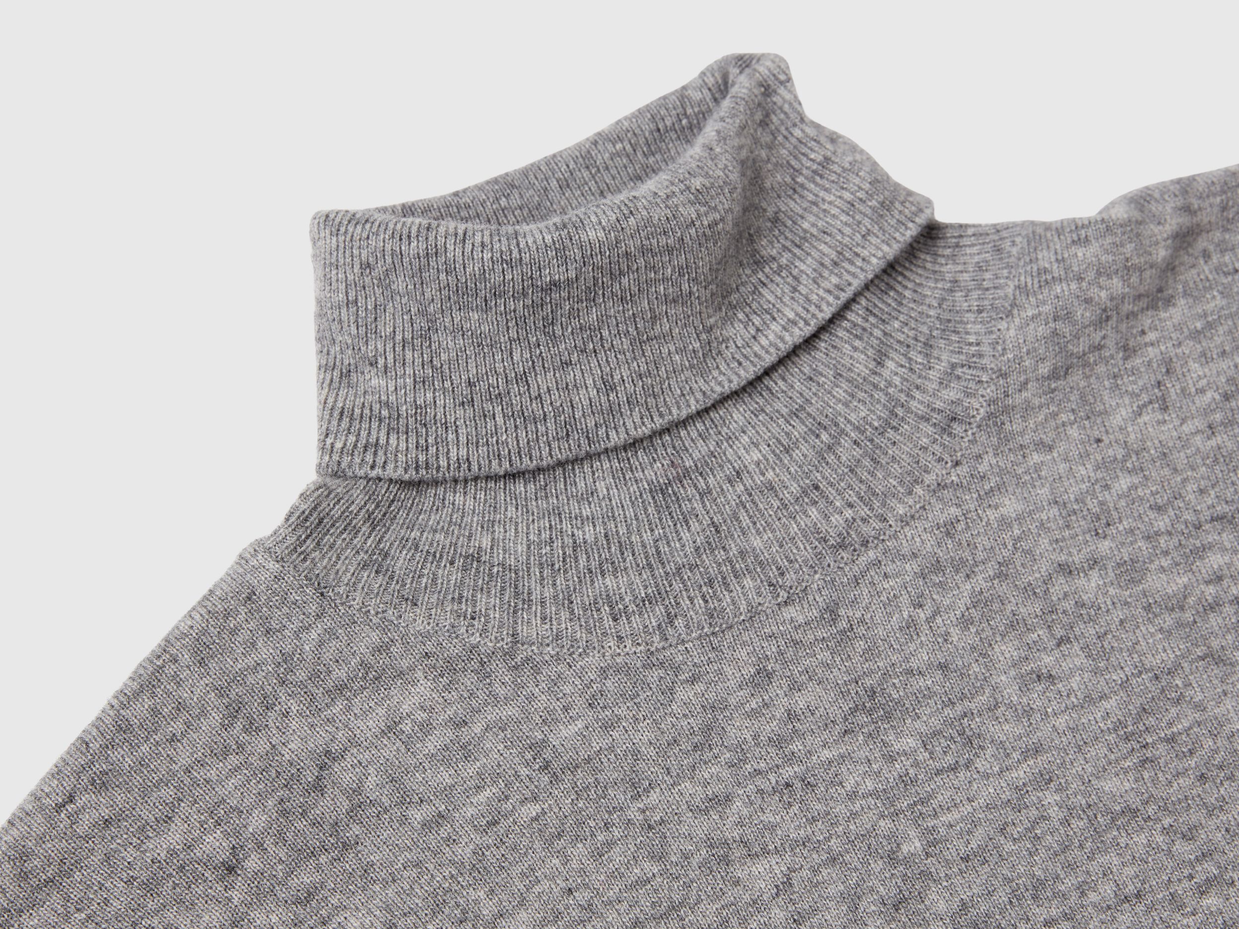 Gray short sleeve turtleneck in cashmere blend - Light Gray