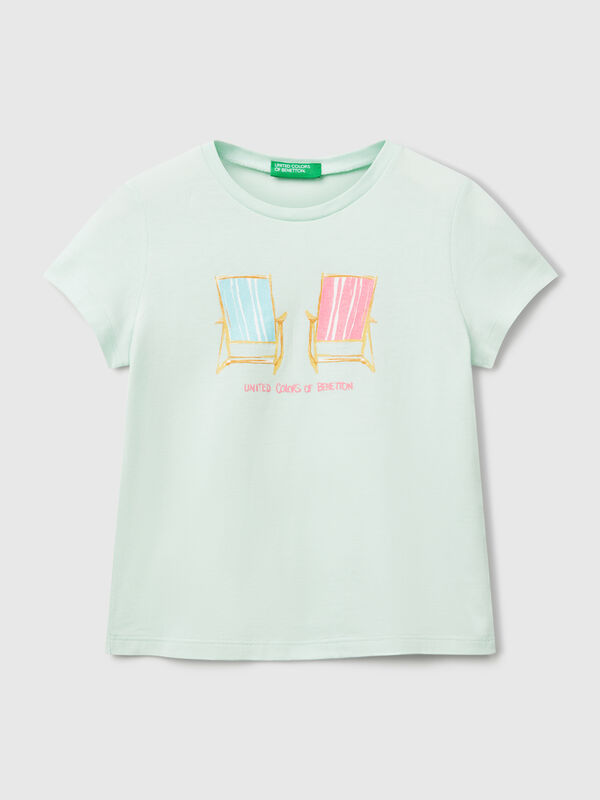 Camiseta regular fit con purpurina Niña