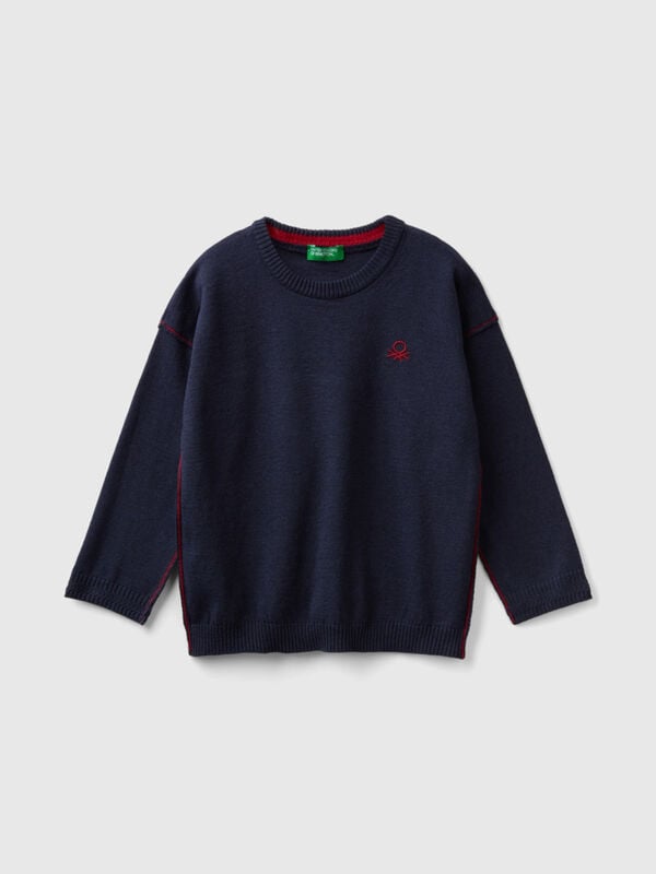 Crew neck sweater with embroidery Junior Boy