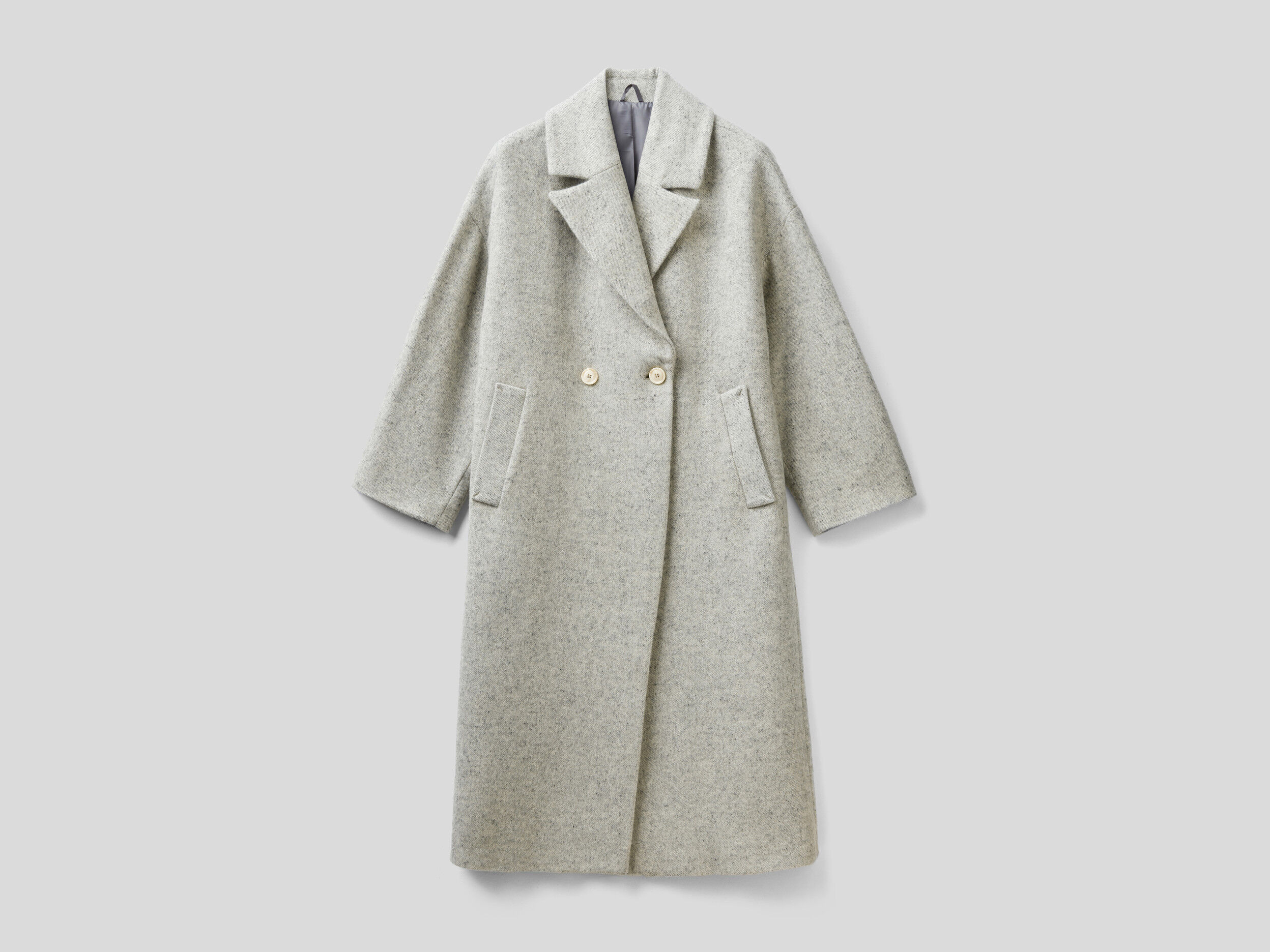 Benetton mid length outlet hidden double breasted coat