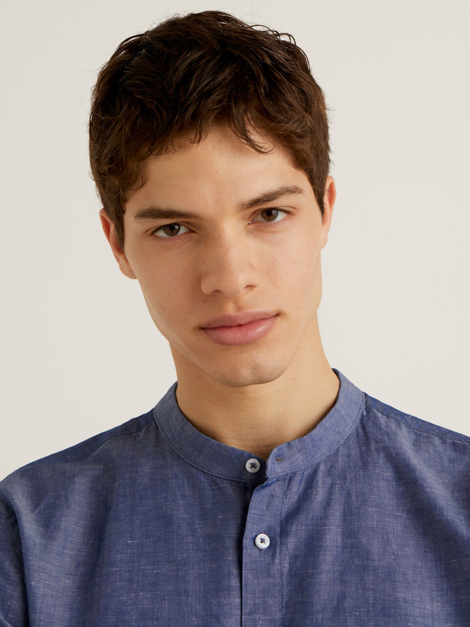 Camisa Cuello Mao Hombre Nueva Colecci n 2024 Benetton