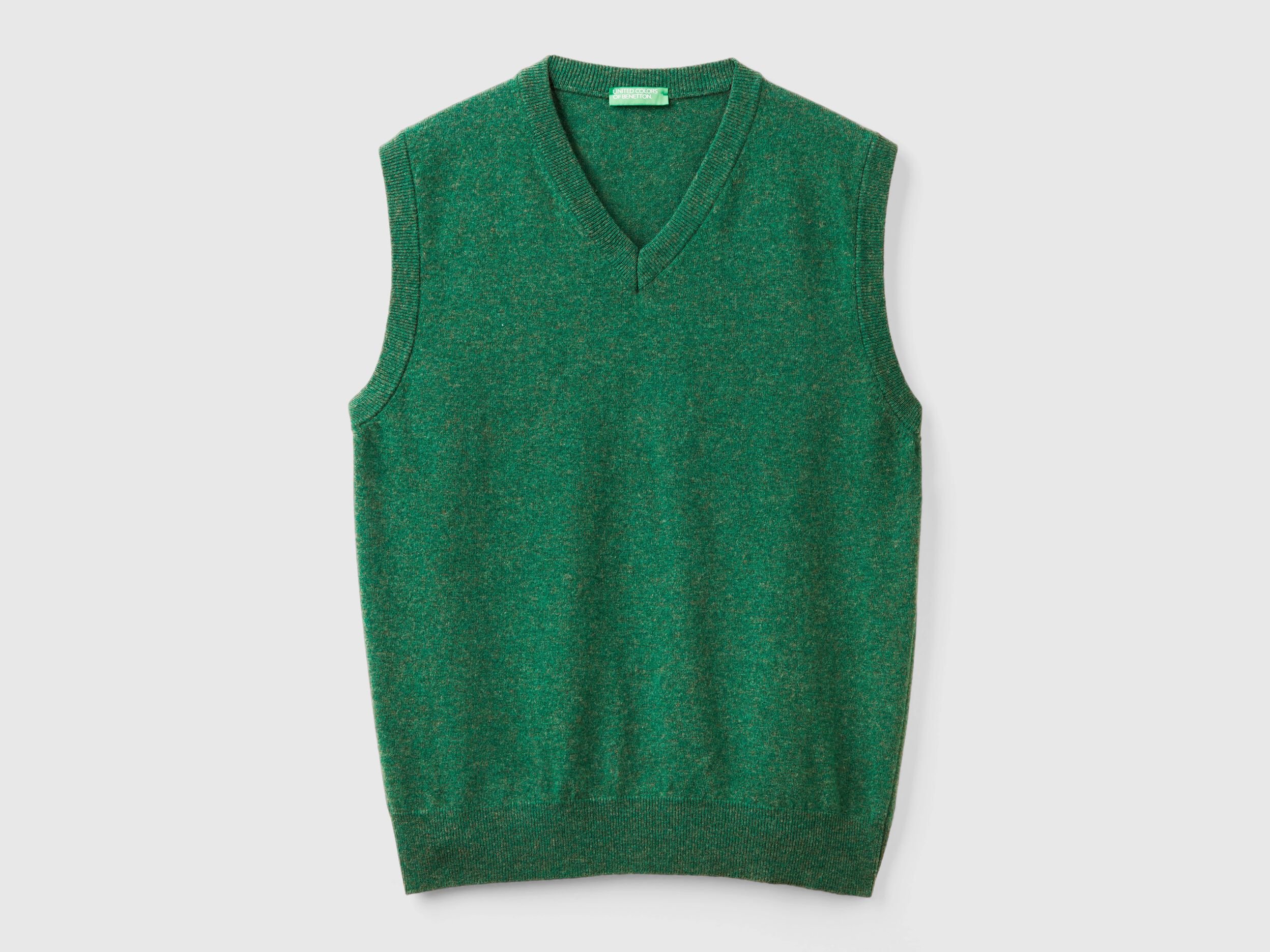 V Neck Merino Wool Sweater Men 2024 Benetton