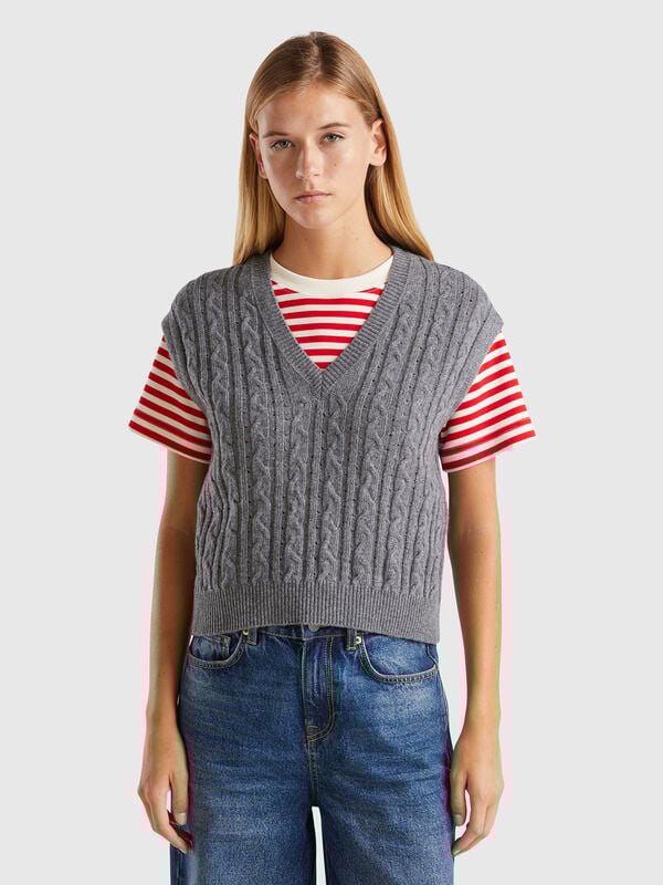 Chaleco boxy fit con ochos y perforaciones Mujer