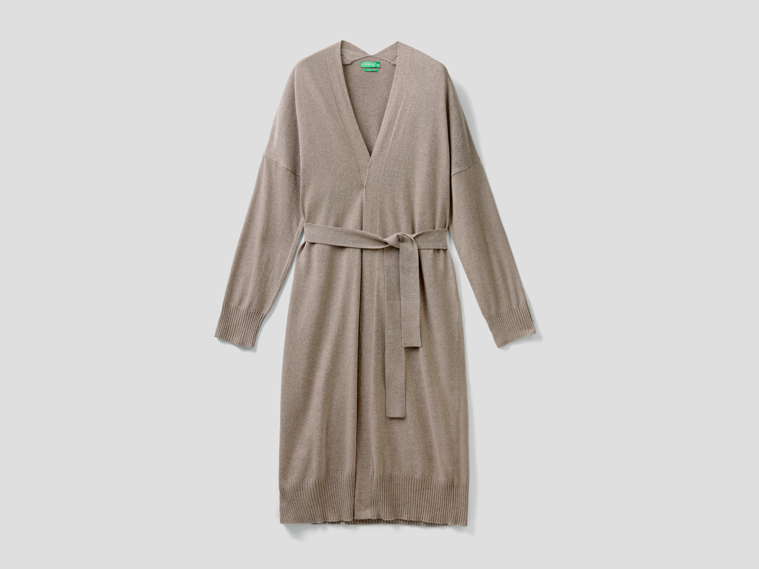 Long cardigan in silk and cashmere blend Beige Benetton