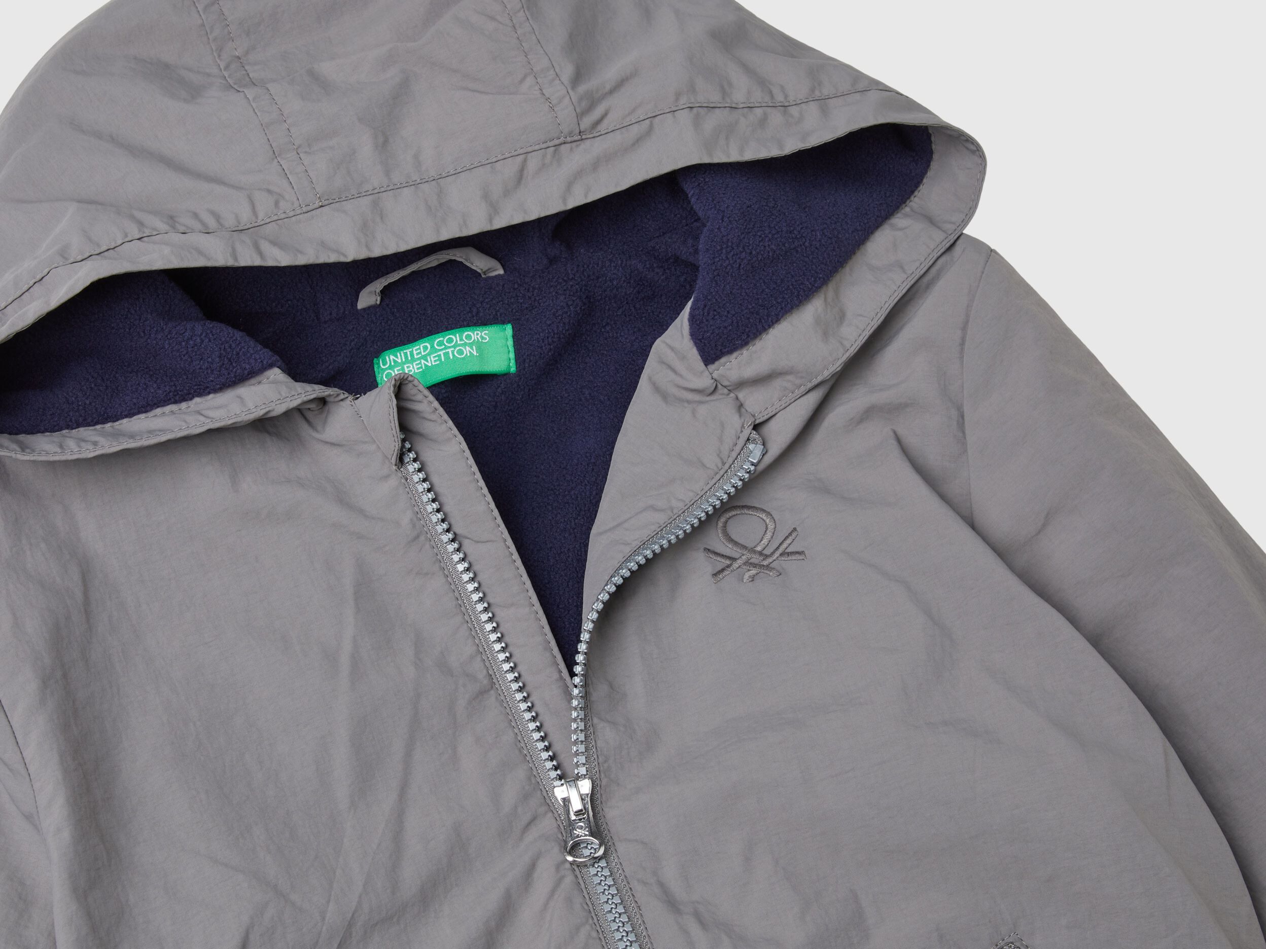Nylon jacket with hood Dark Gray Benetton