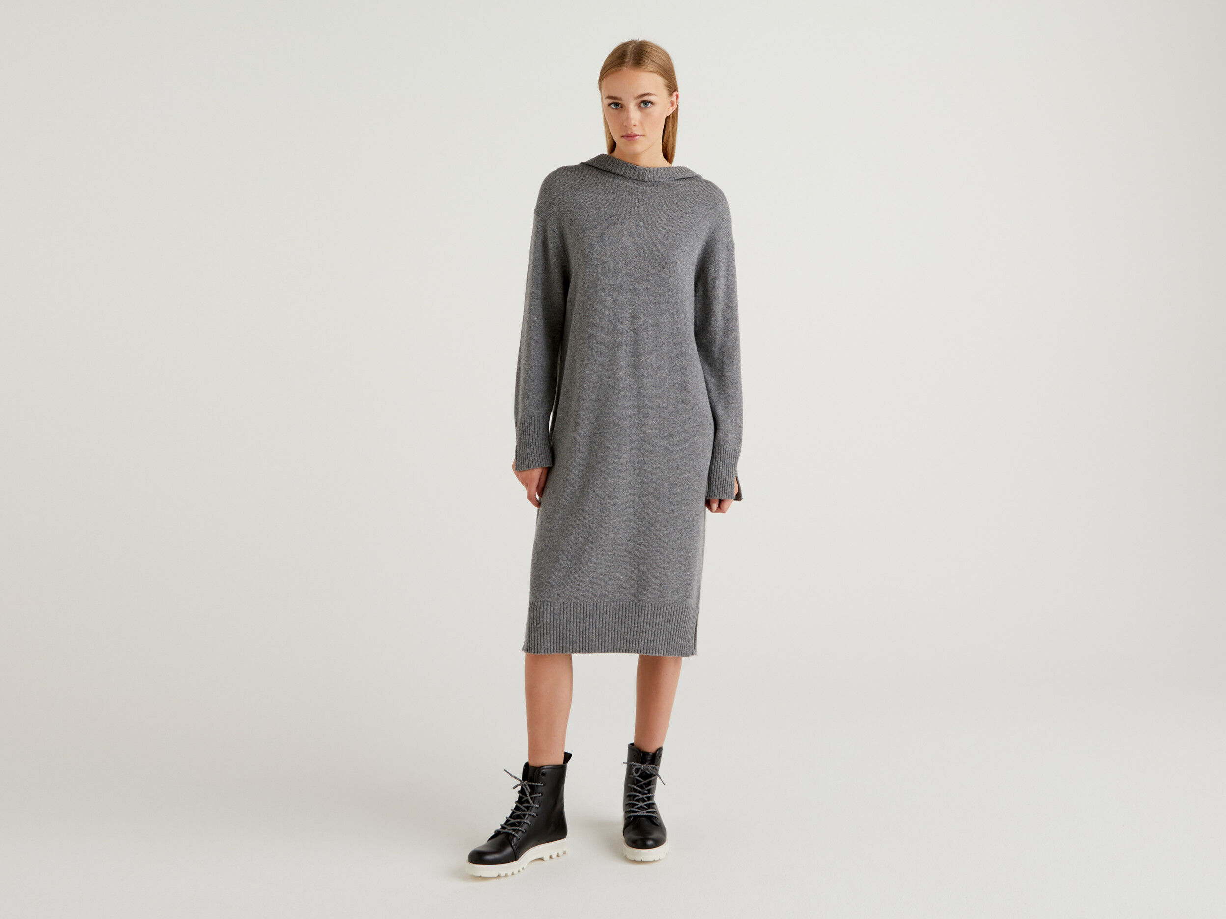 Gray knit cheap dress