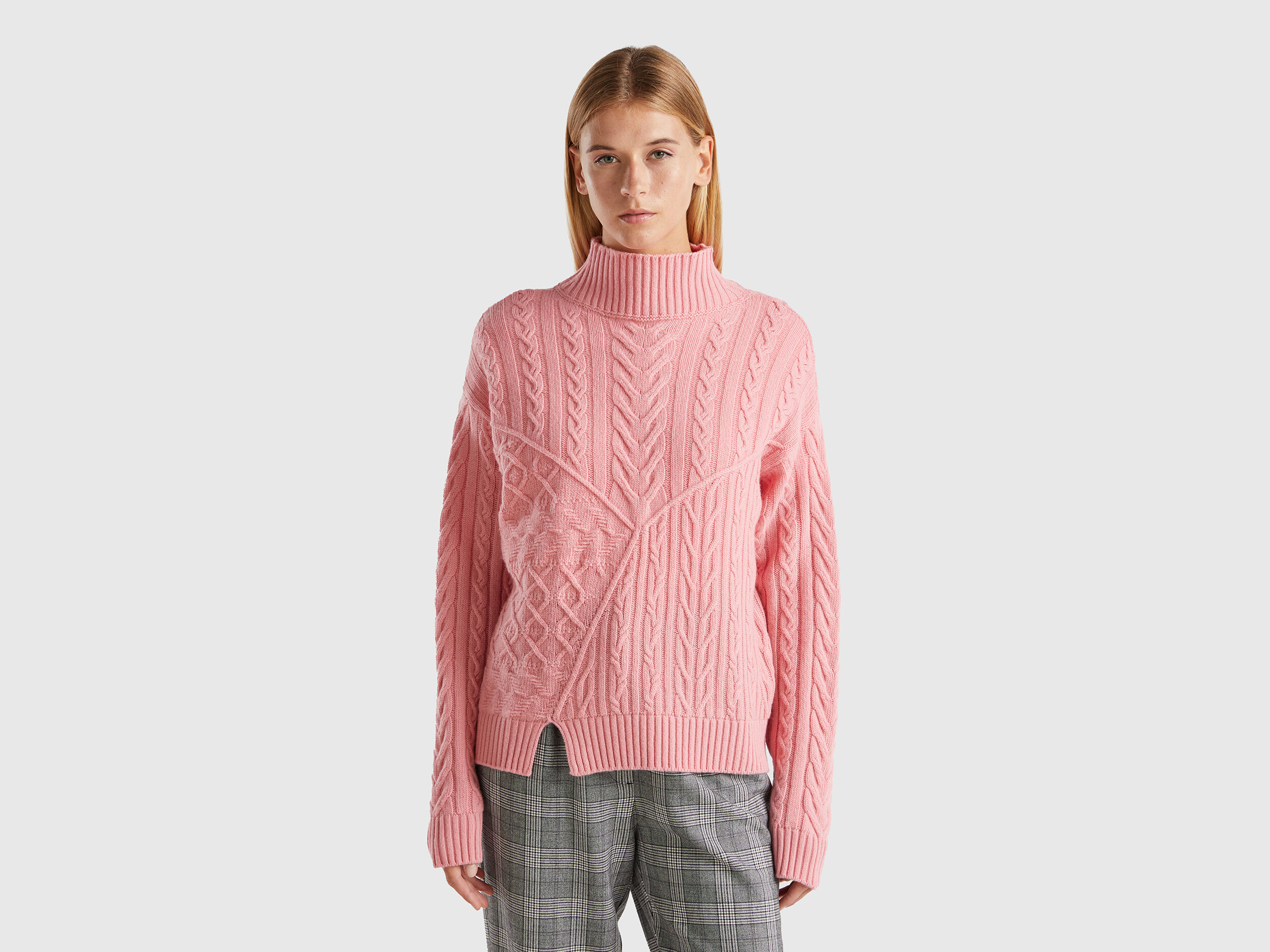 【特別訳あり特価】 turtle Knit neck Benetton | Pink - sweater トップス