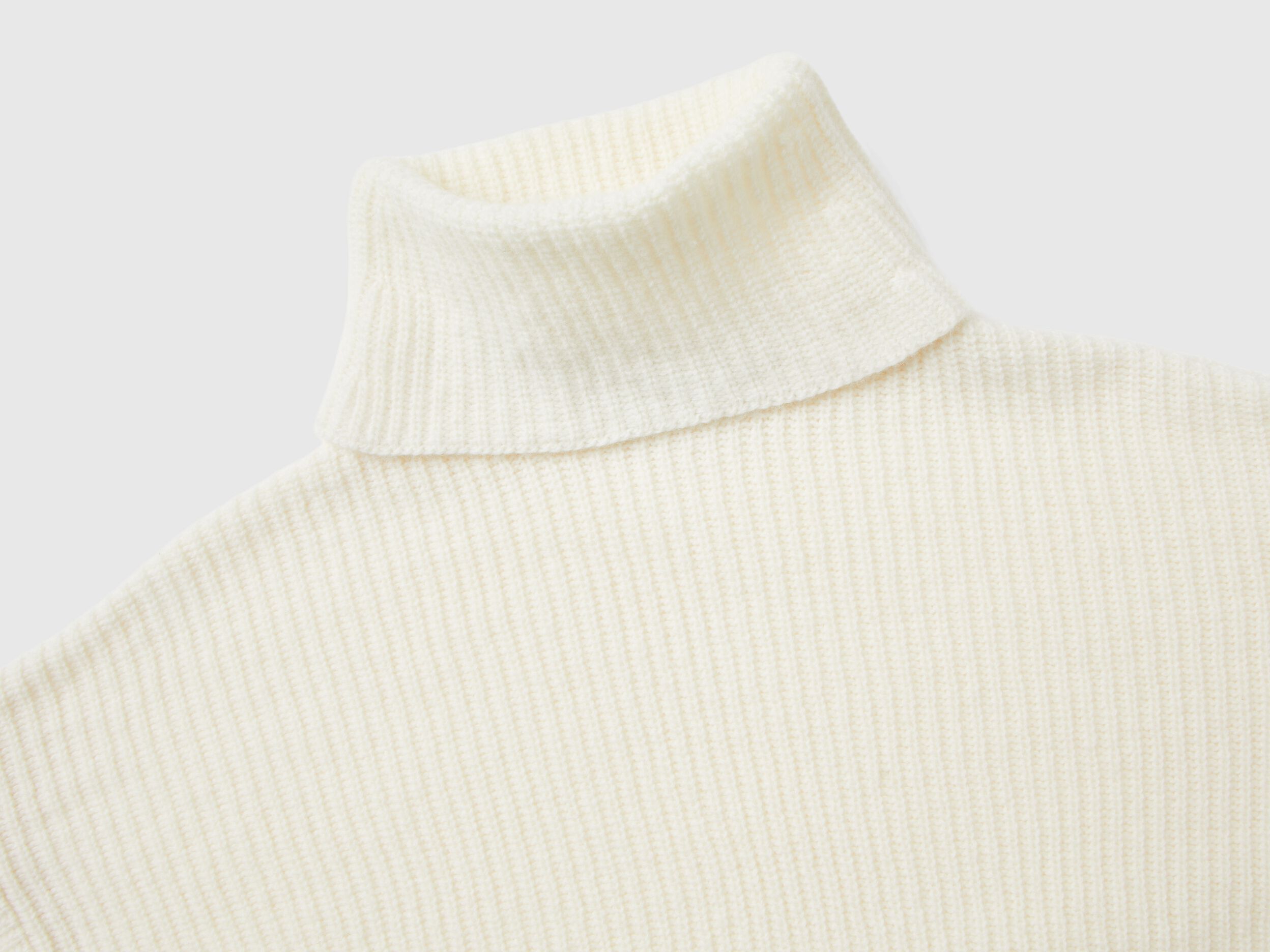 手数料安い - collar wide with Turtleneck Creamy Benetton | White トップス