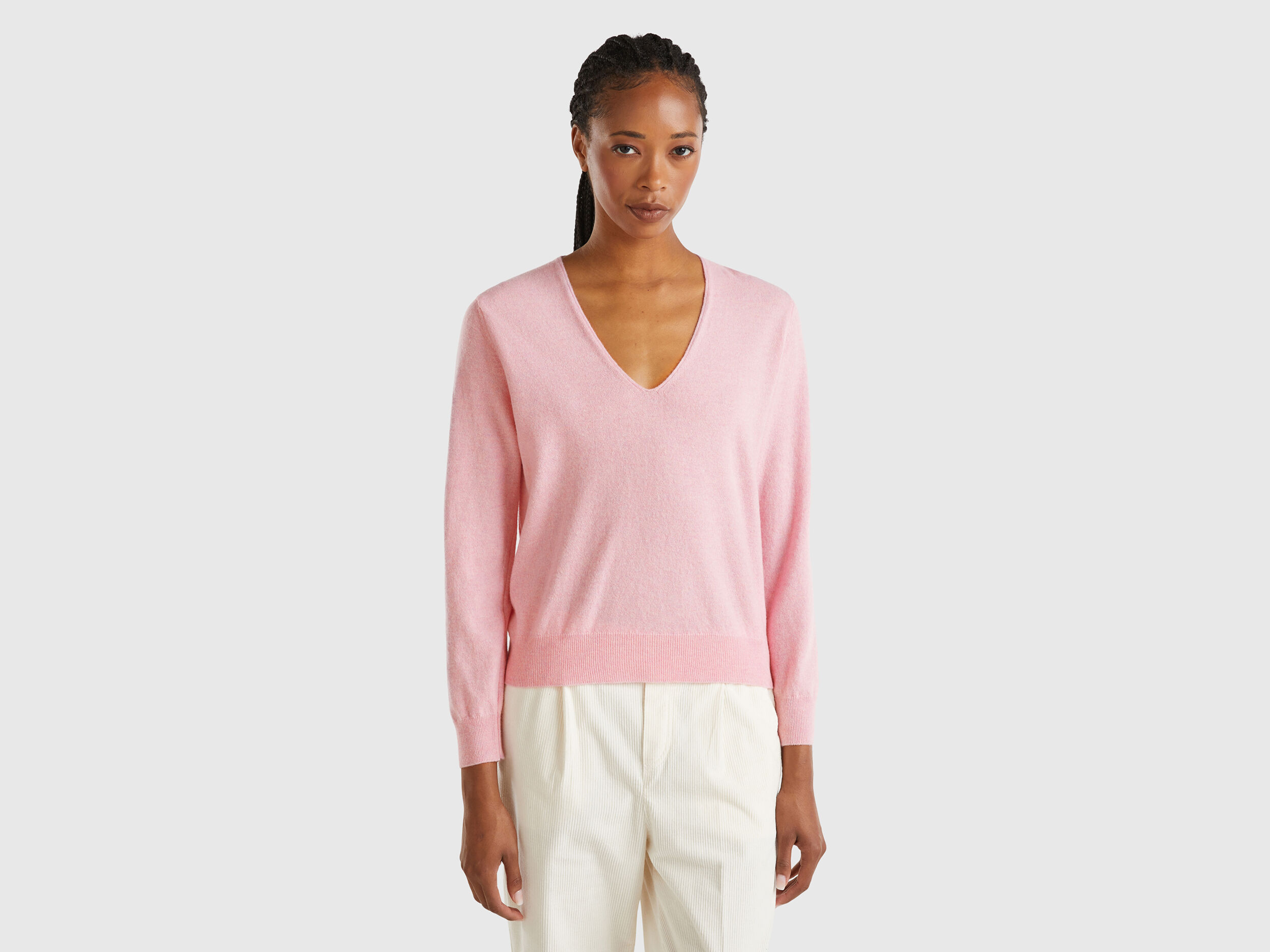 V Neck Merino Wool Sweater Women 2024 Benetton