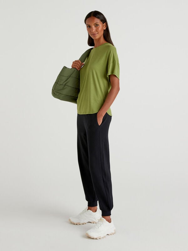 Trousers in textured jersey Women